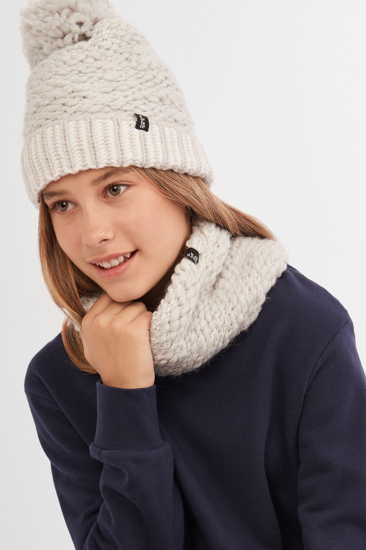 Cache-cou en tricot doublé polar - Ado fille && GRIS