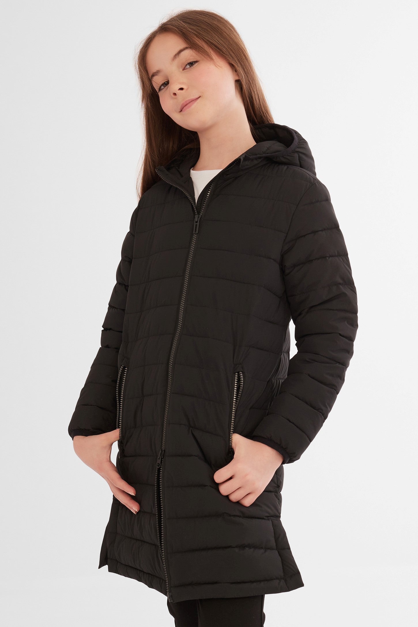 Manteau matelassé compressible 3/4 - Ado fille && NOIR