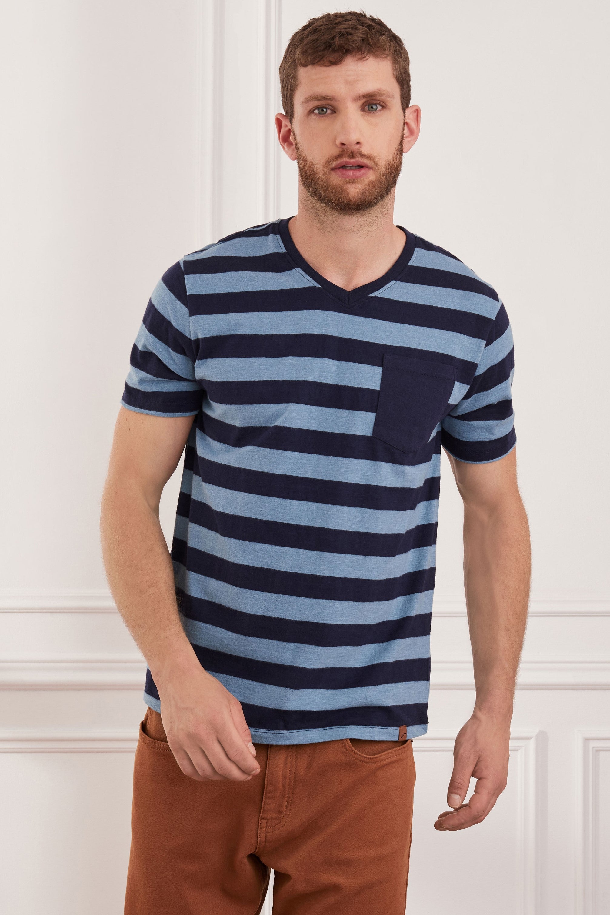 T-shirt à poche rayé - Homme && BLEU