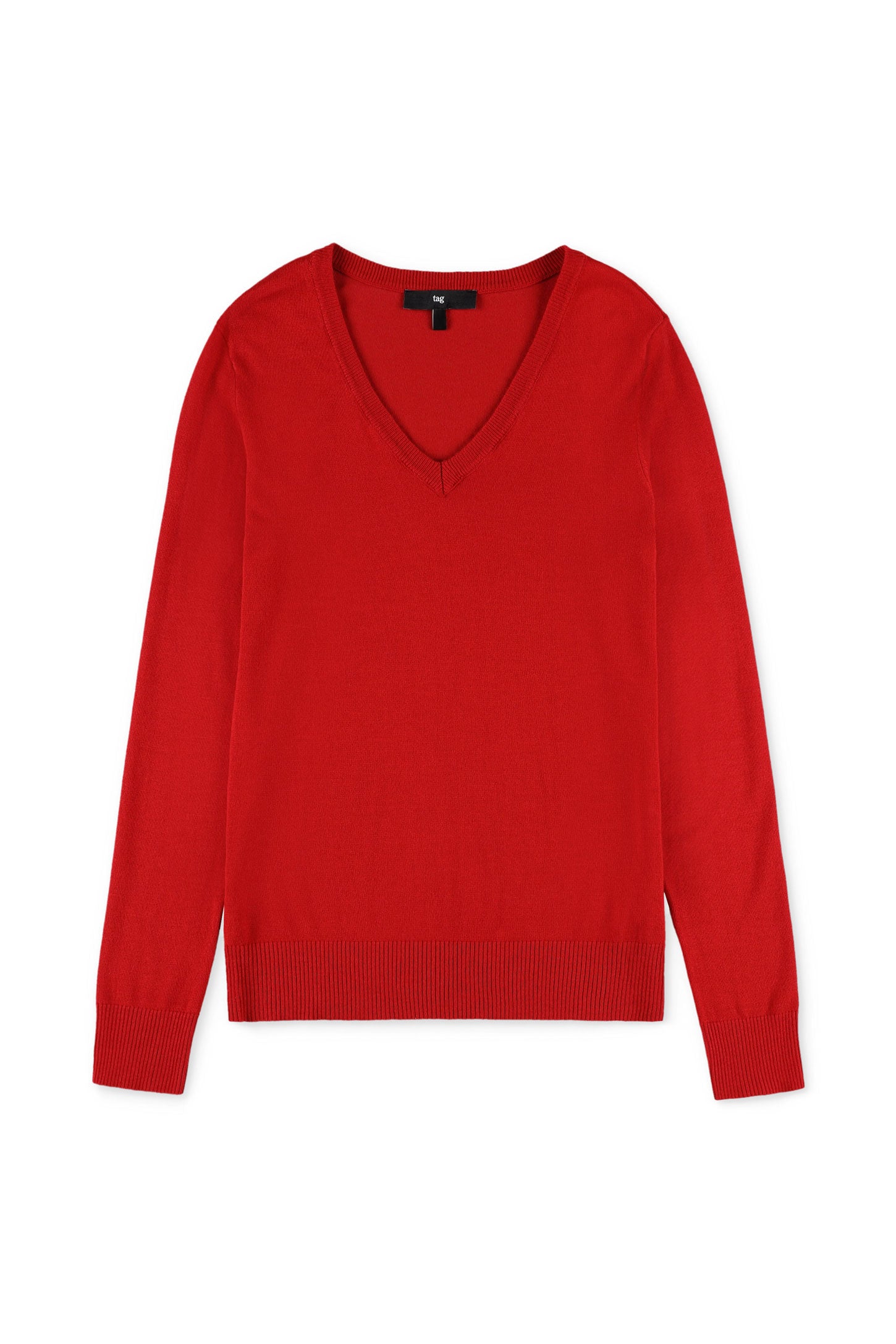 Chandail manches longues en tricot - Femme && ROUGE