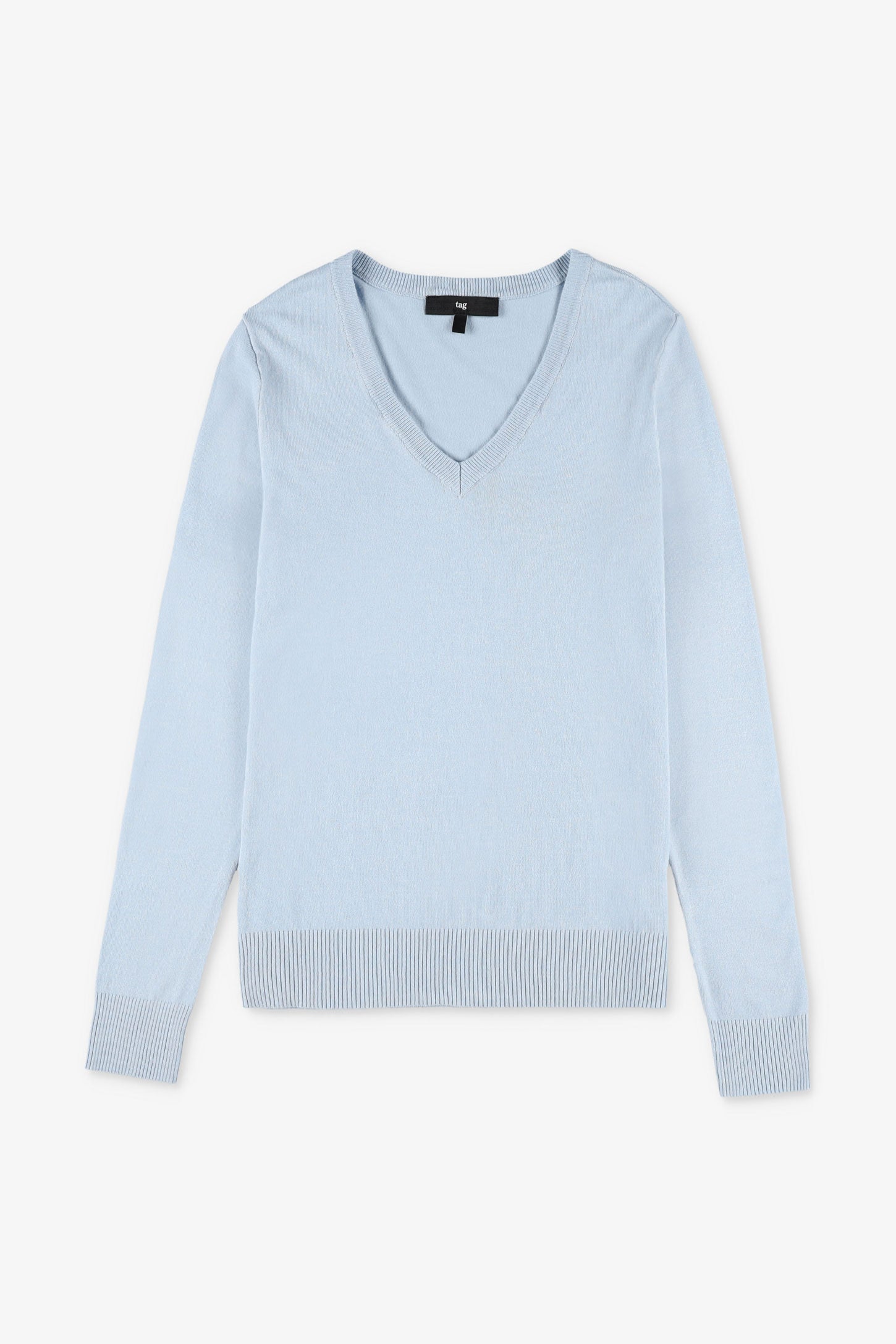 Chandail manches longues en tricot - Femme && BLEU PALE