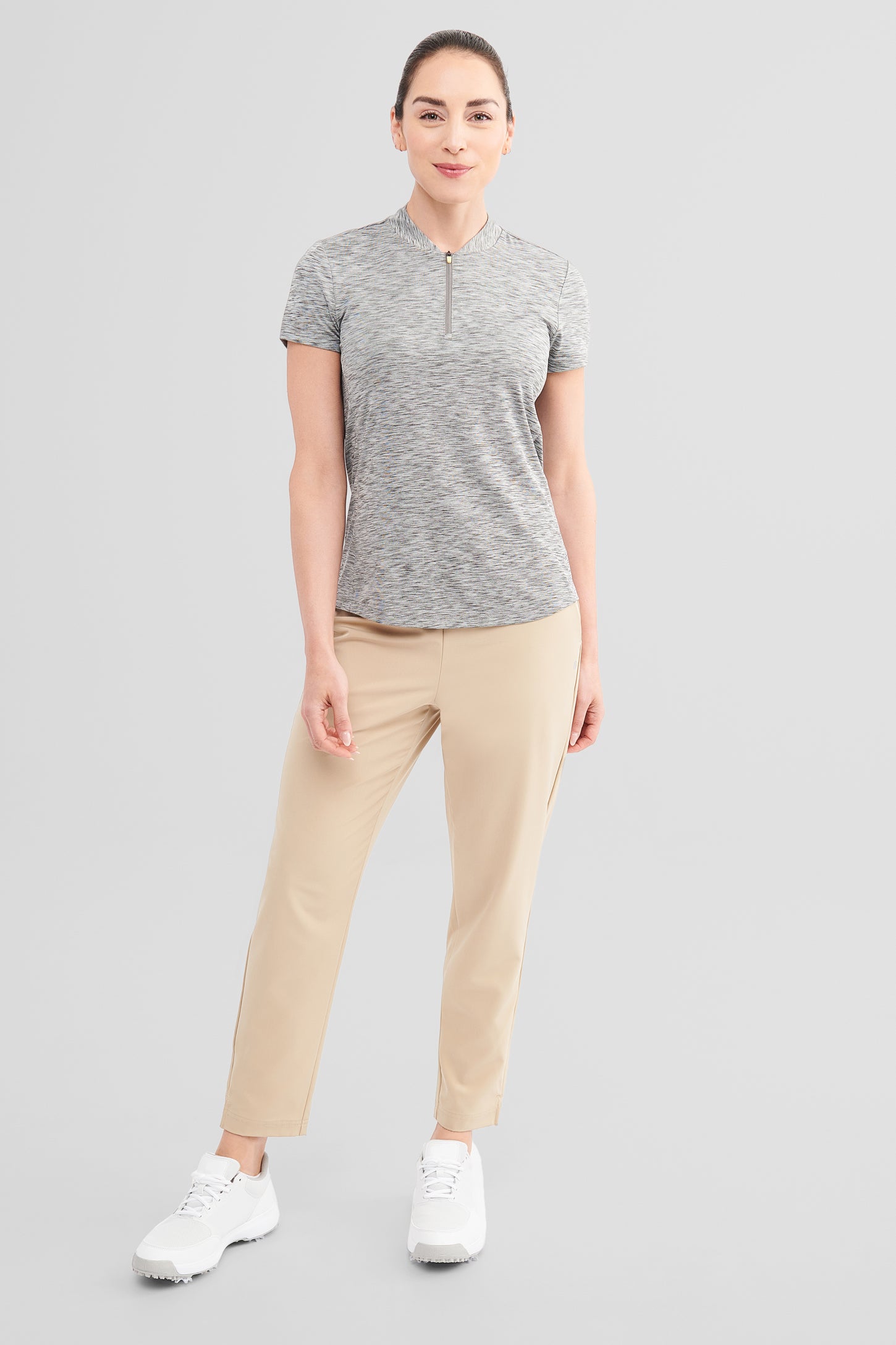 Polo manches courtes athlétique - Femme && GRIS MIXTE