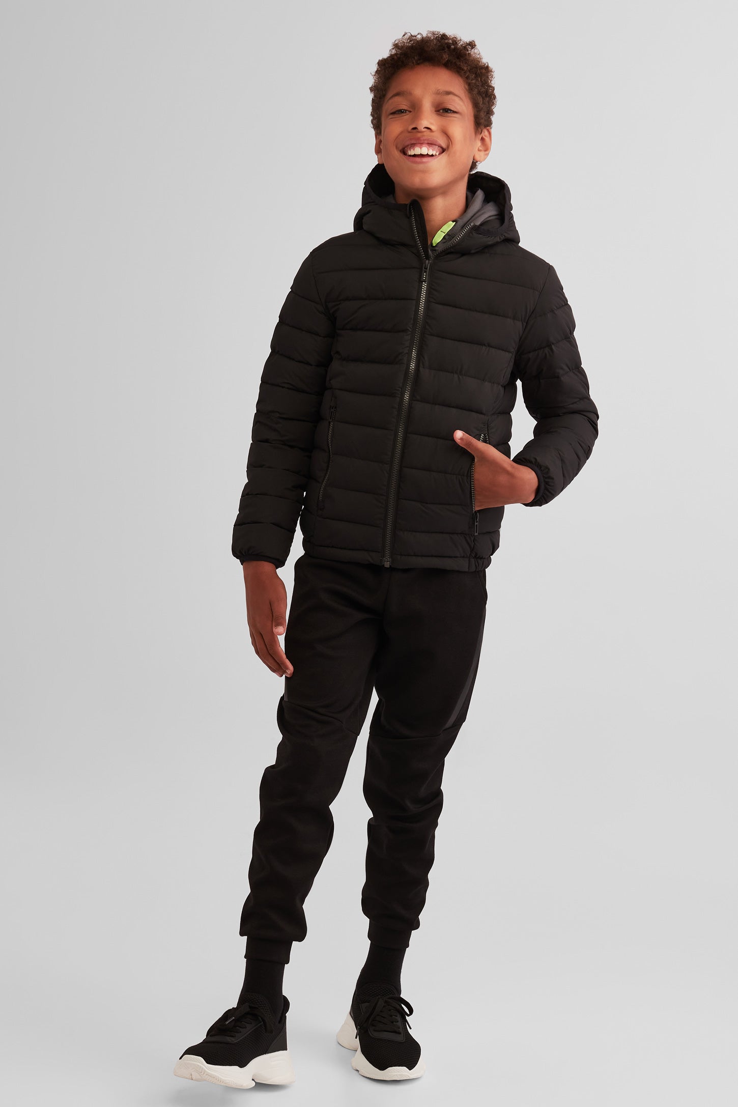 Manteau matelassé compressible - Ado garçon && NOIR