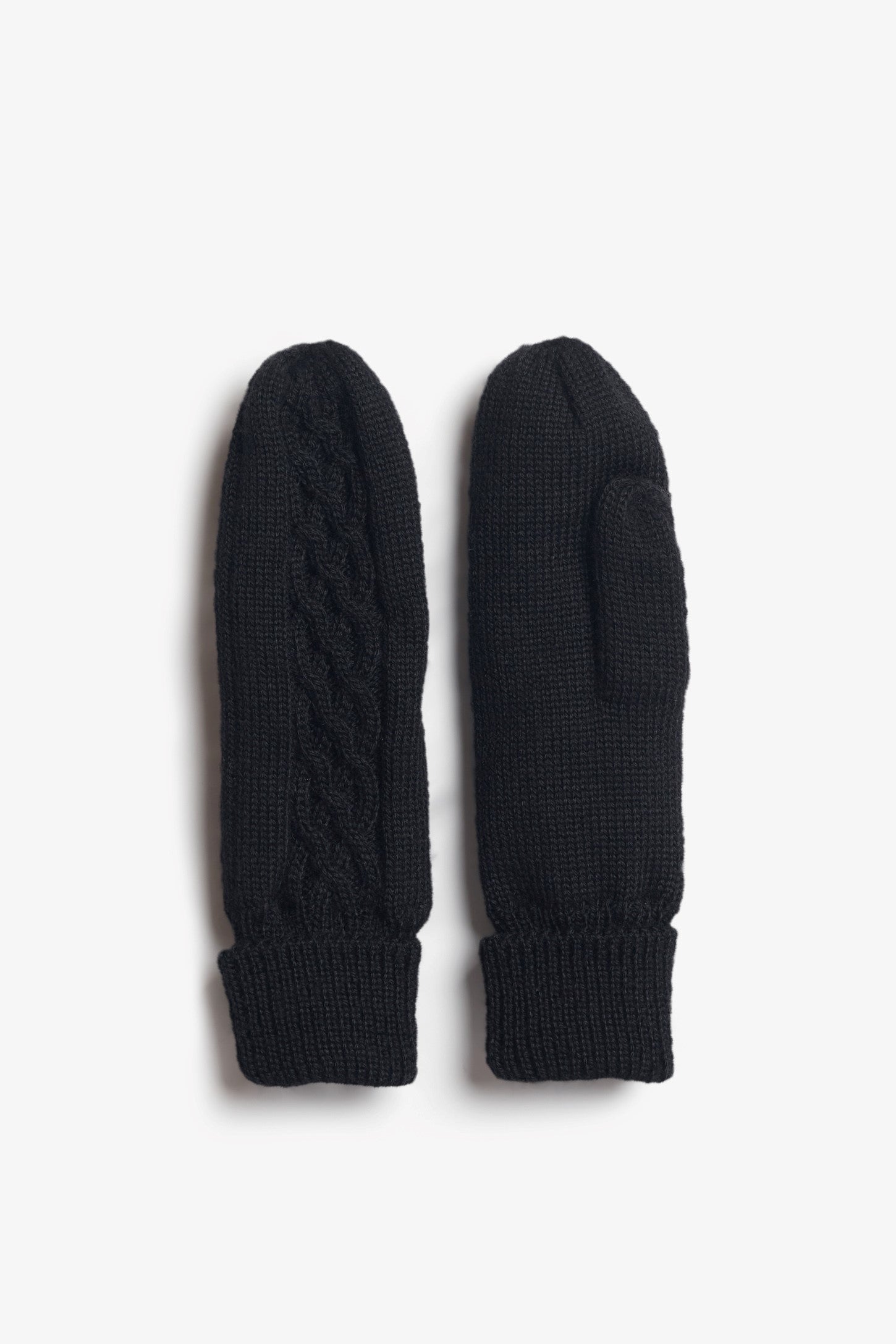 Mitaines en tricot câble doublées en micropolar - Femme && NOIR