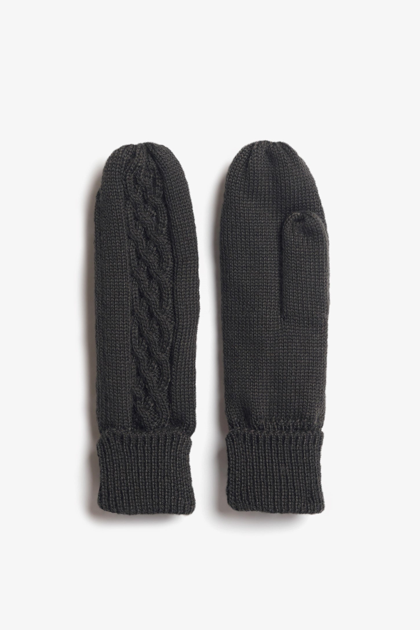 Mitaines en tricot câble doublées en micropolar - Femme && KAKI