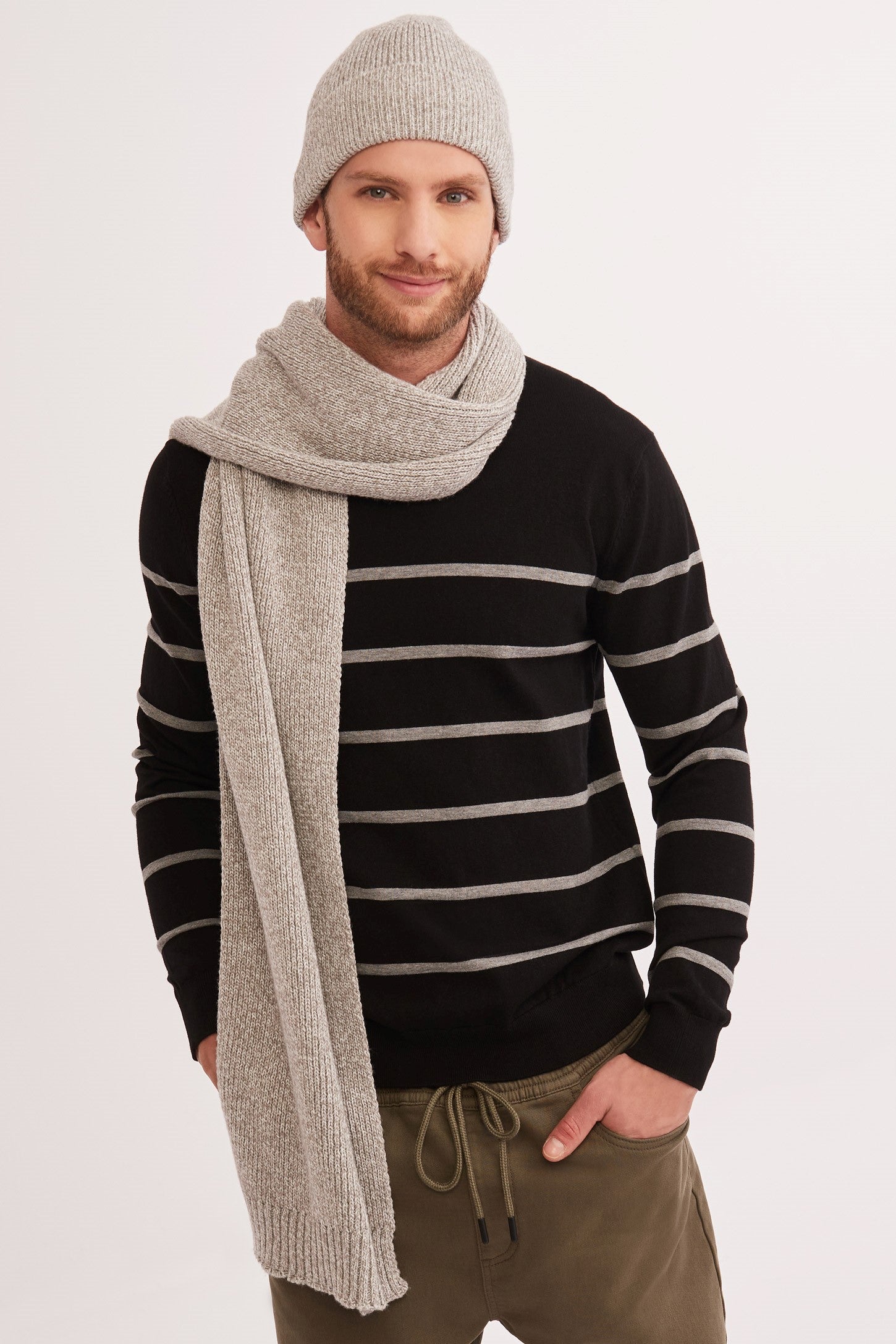 Foulard en tricot, polyester recyclé - Homme && GRIS