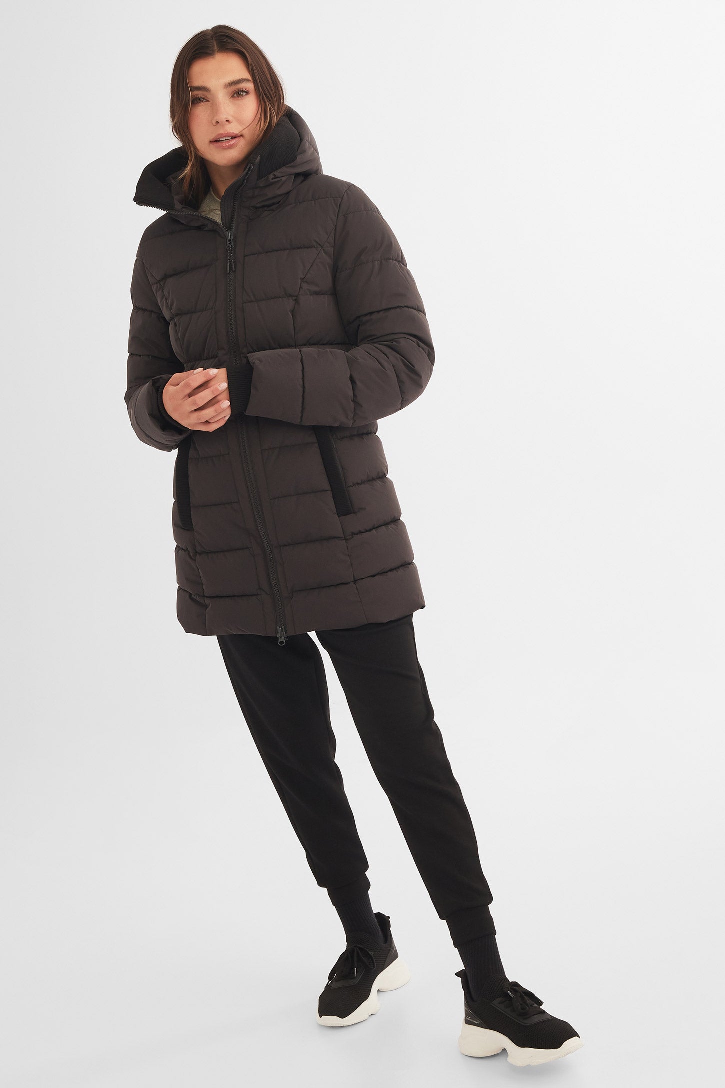 Manteau d'hiver long - Femme && GRIS FONCE