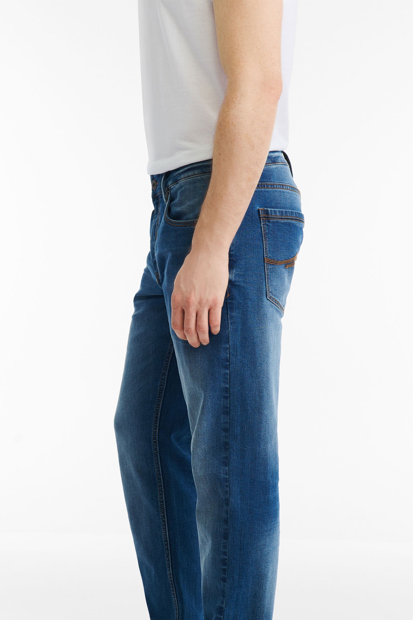 Jeans 5 poches coupe régulière 34'' - Homme && DENIM MOYEN