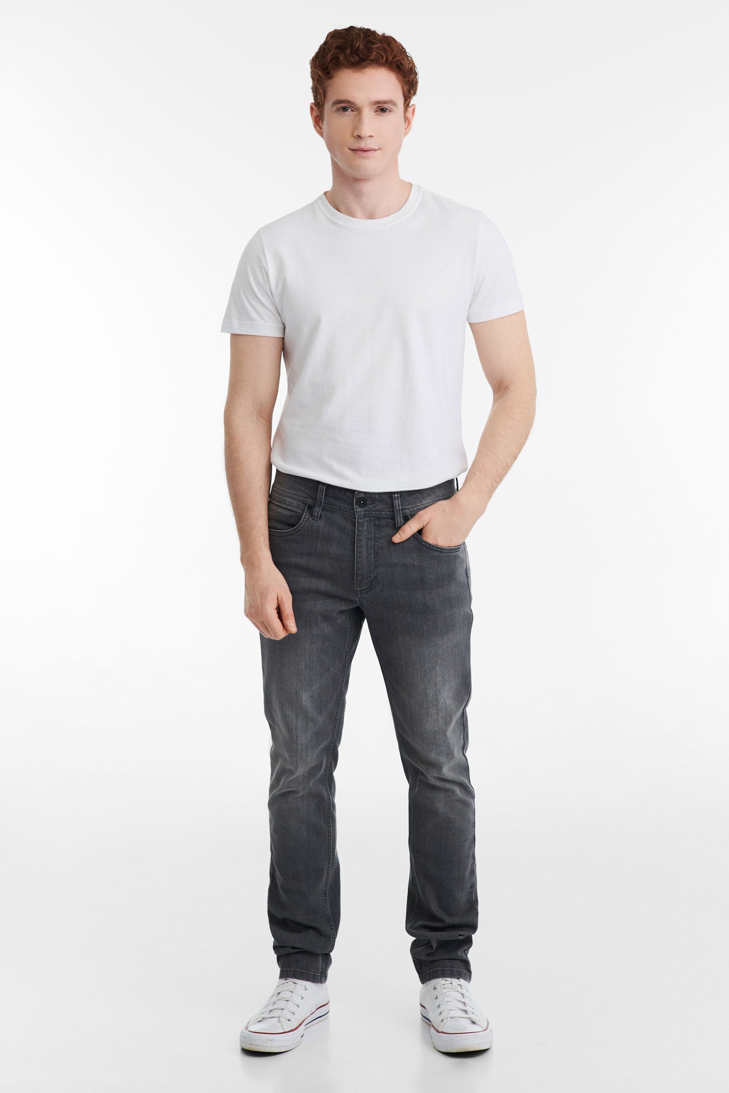 Jeans 5 poches coupe ajustée 30'' - Homme && GRIS FONCE