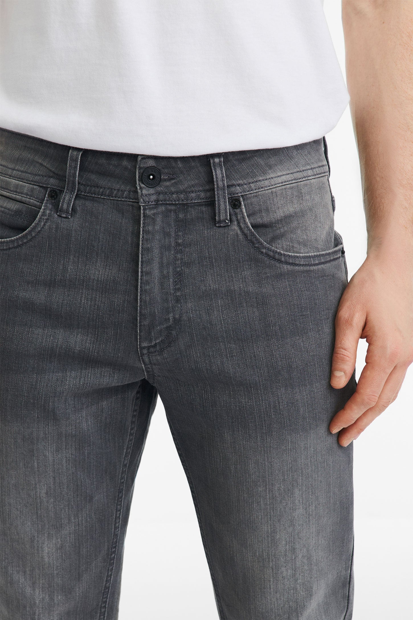 Jeans 5 poches coupe ajustée 30'' - Homme && GRIS FONCE