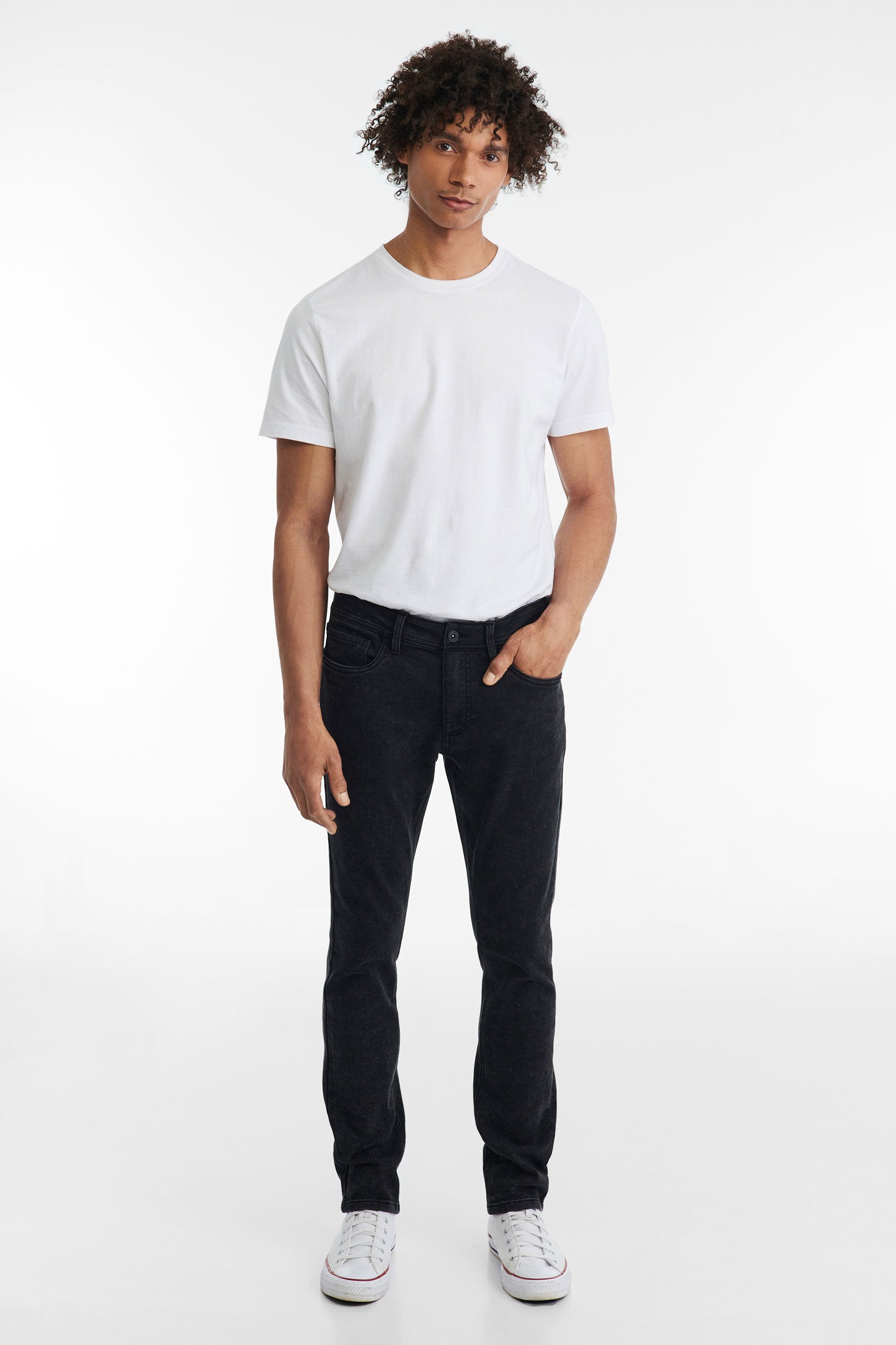 Jeans 5 poches coupe ajustée 30'' - Homme && NOIR