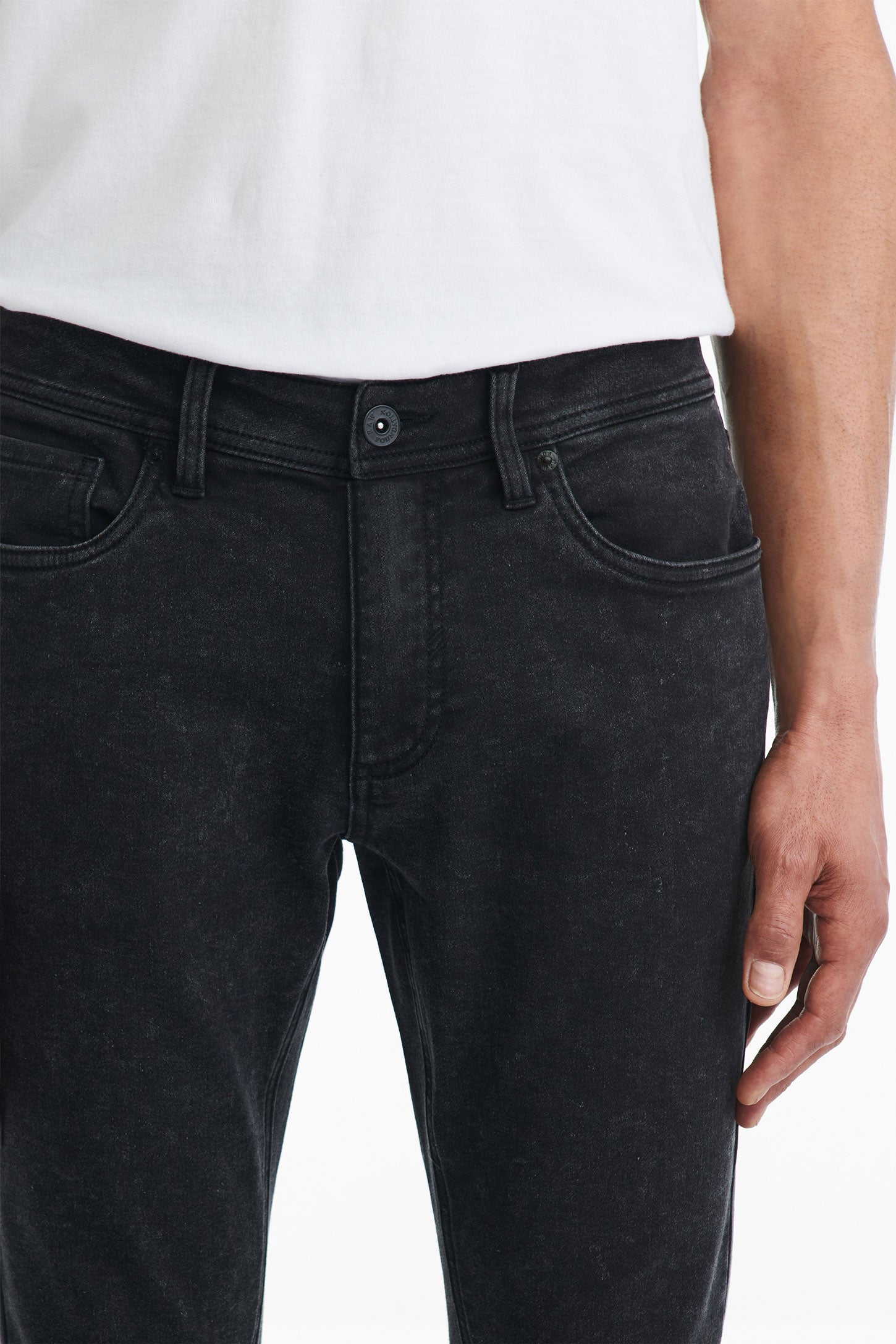 Jeans 5 poches coupe ajustée 30'' - Homme && NOIR