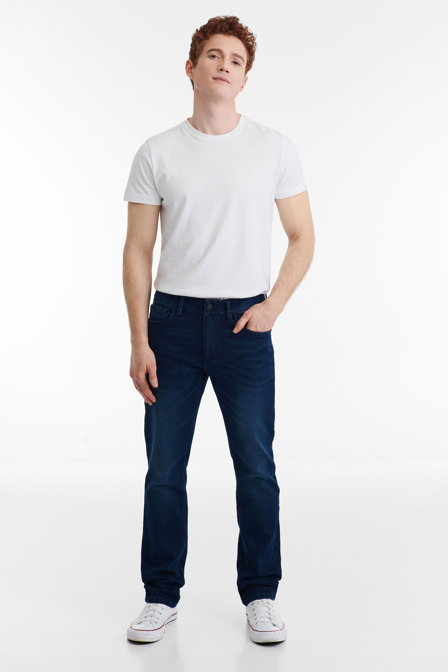 Jeans 5 poches, coupe régulière 32'' - Homme && INDIGO