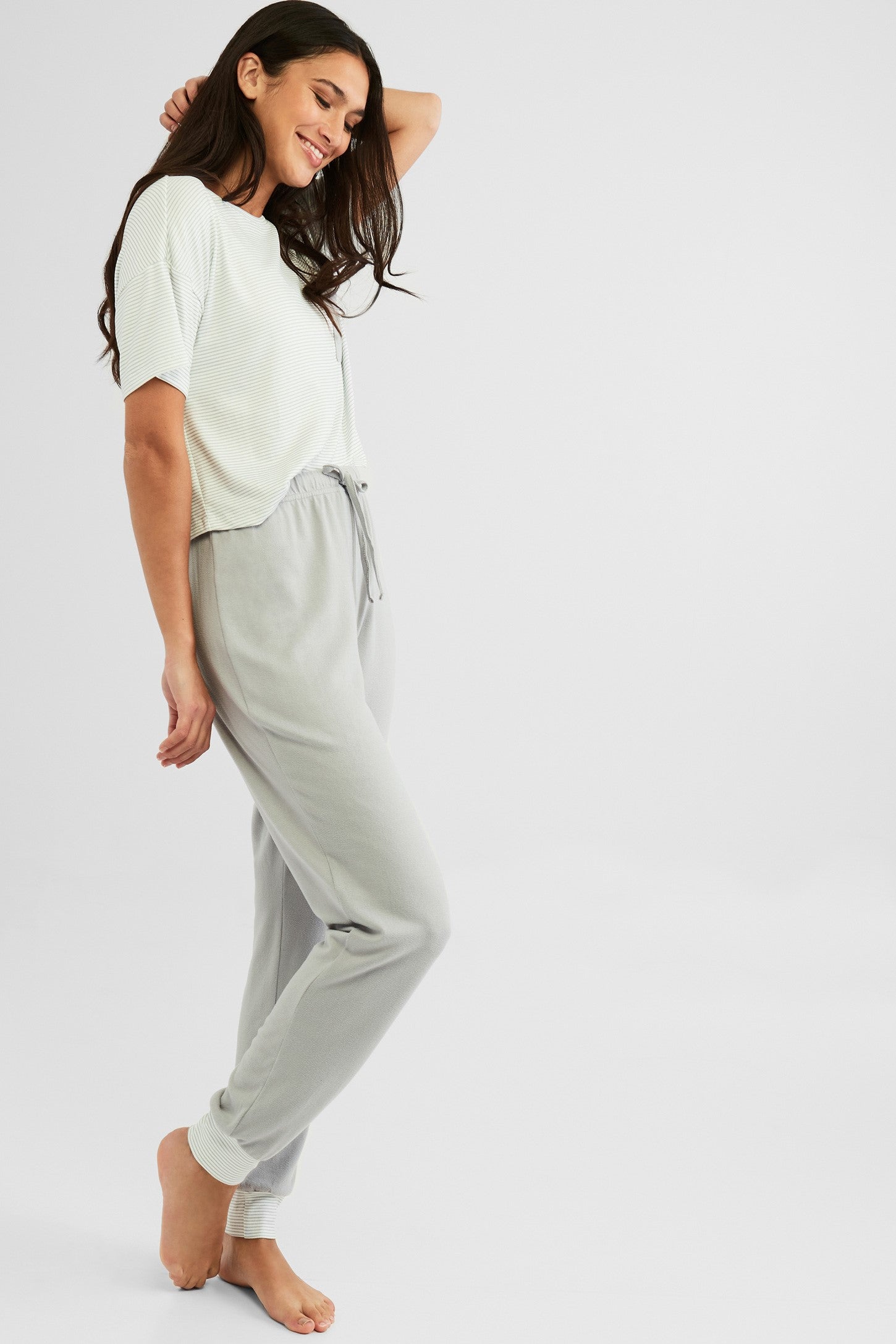 Pantalon pyjama jogger - Femme && GRIS