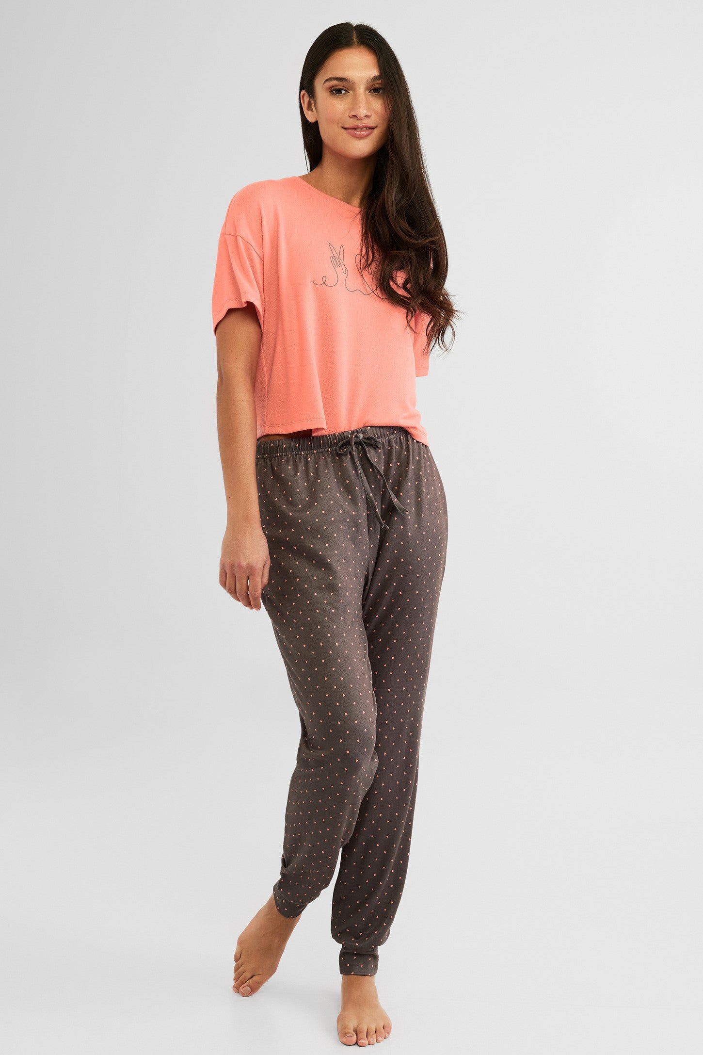 Pantalon pyjama jogger - Femme && GRIS FONCE