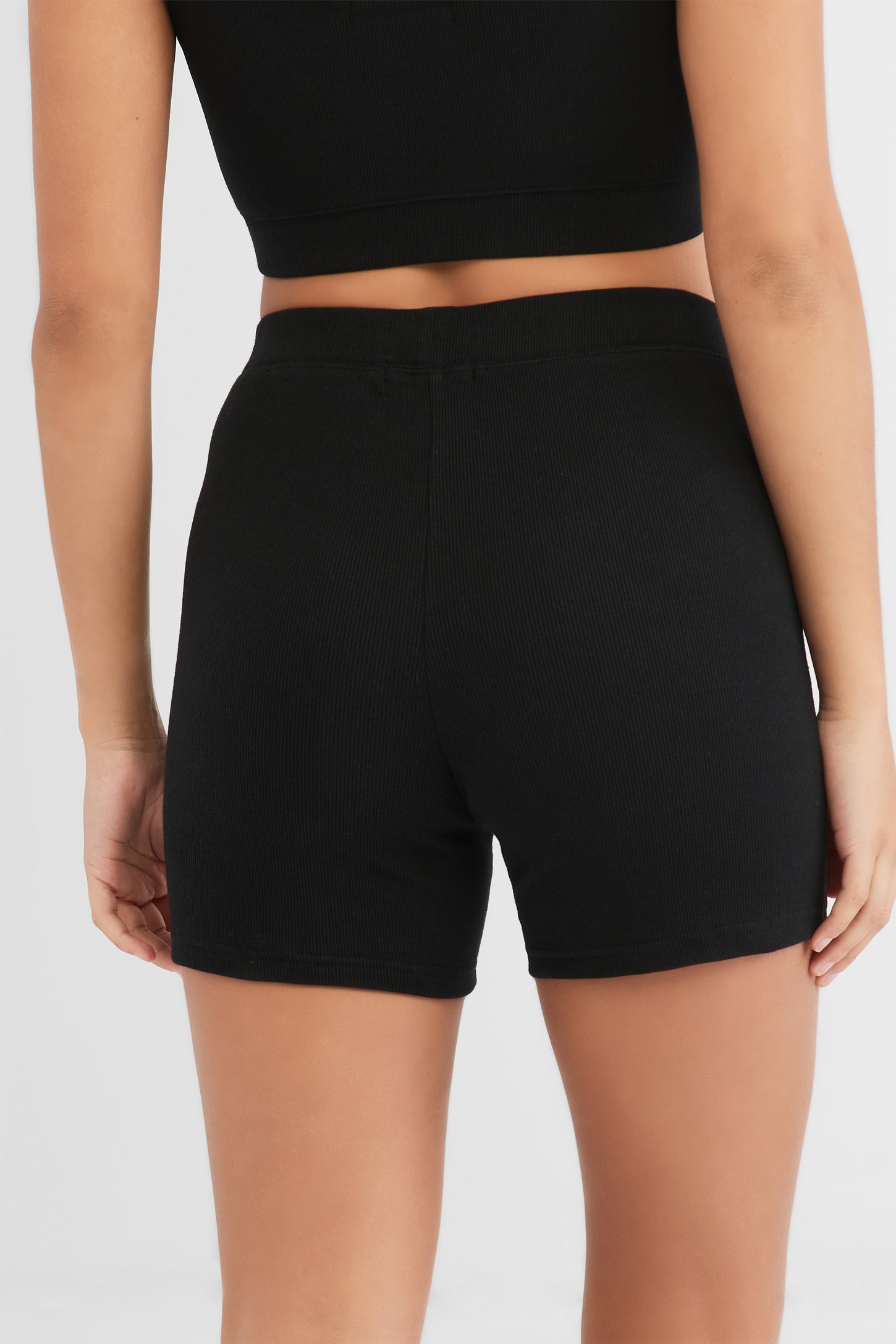 Short pyjama côtelé - Femme && NOIR