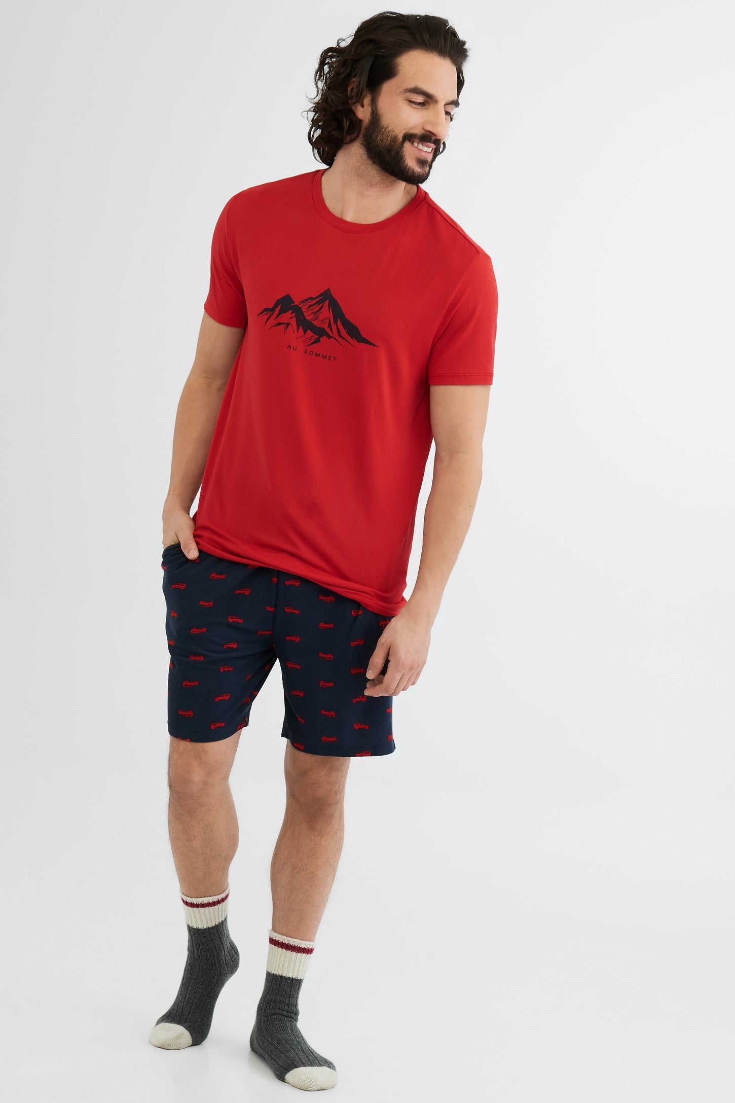 T-shirt pyjama, 2/40$ - Homme && ROUGE RUBIS