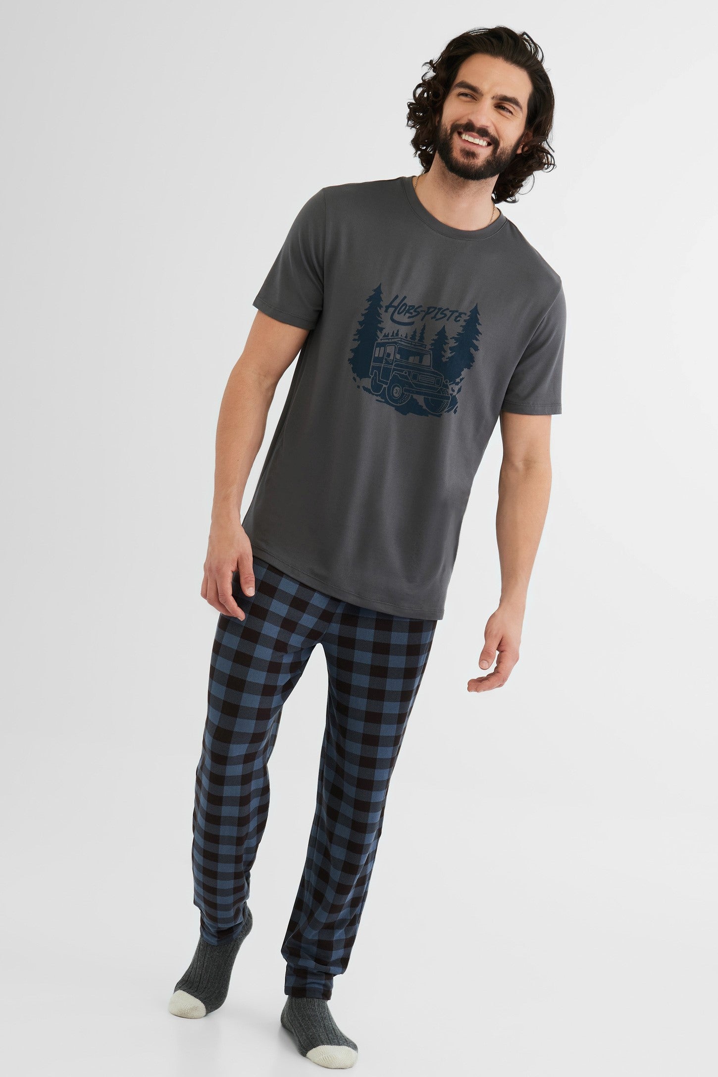T-shirt pyjama, 2/40$ - Homme && GRIS FONCE