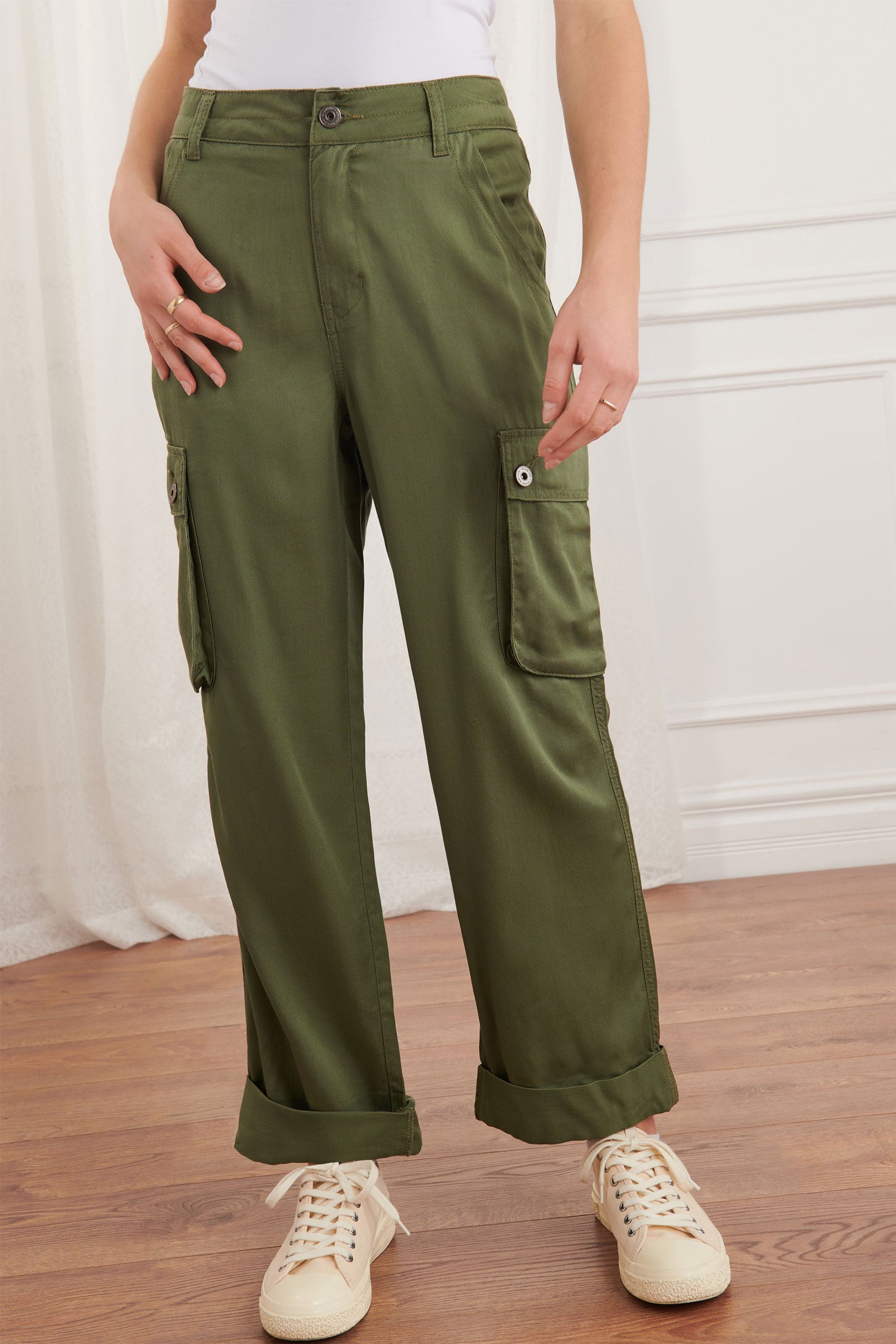 Pantalon cargo jambe droite - Femme && KAKI