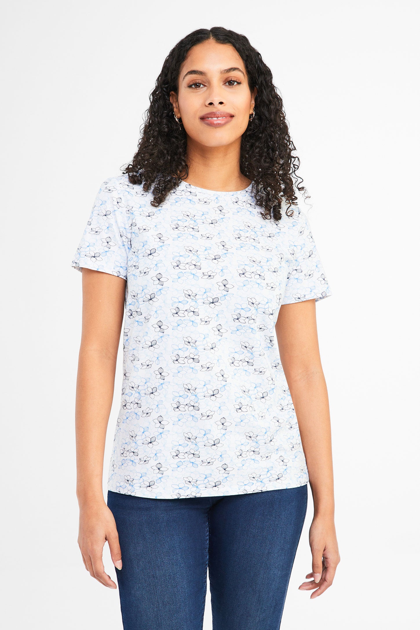 T-shirt imprimé en coton - Femme && BLANC MULTI