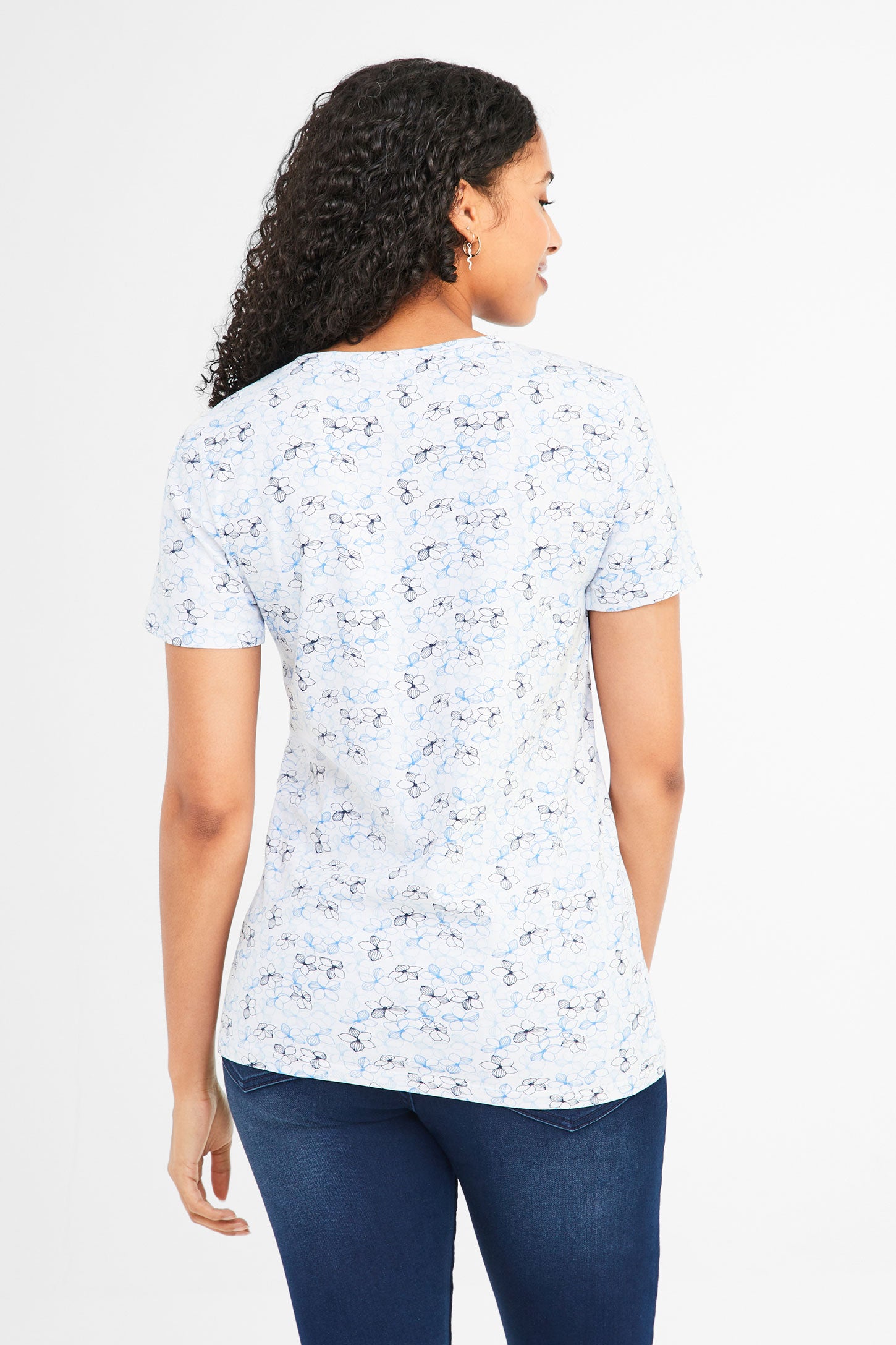 T-shirt imprimé en coton - Femme && BLANC MULTI