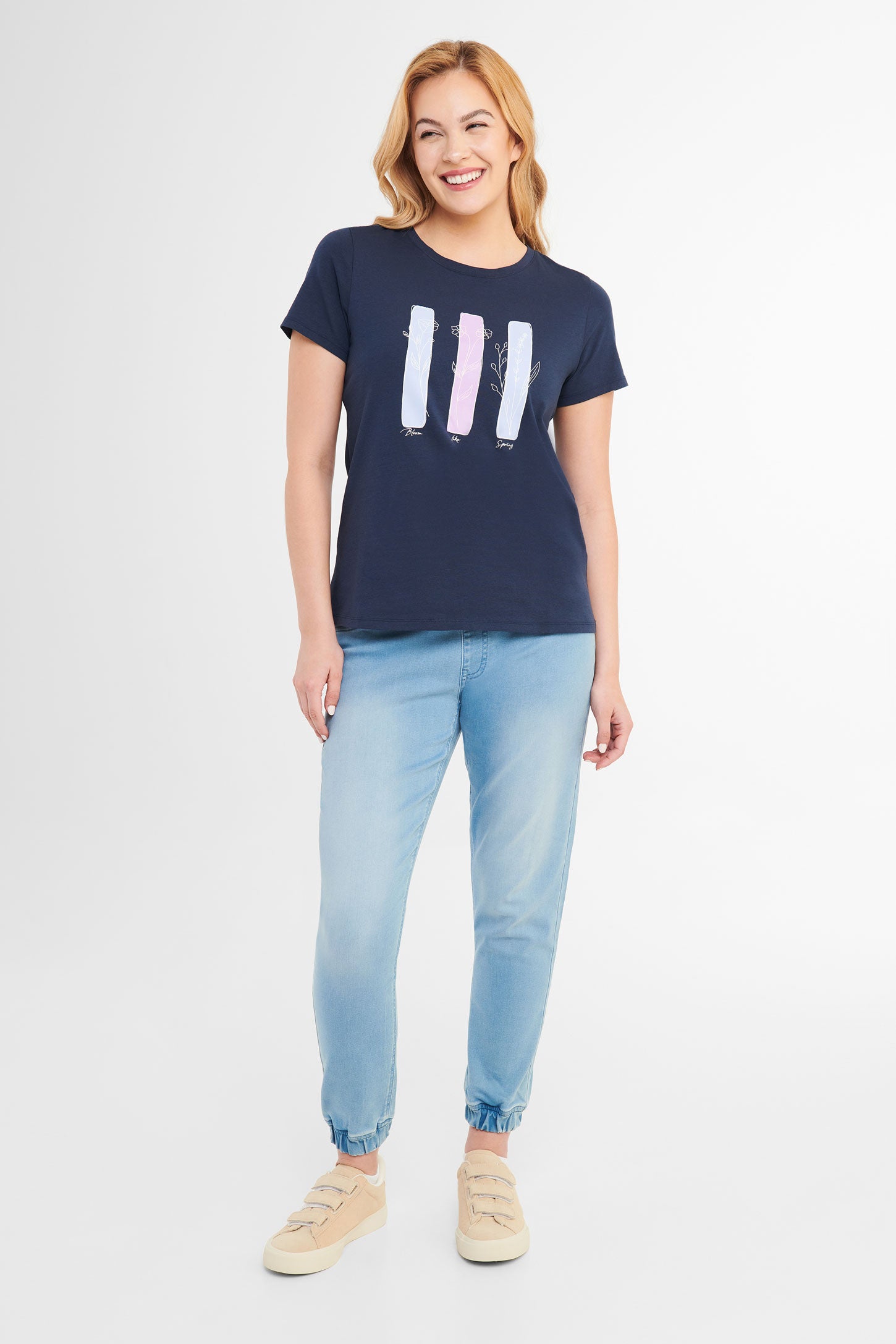 T-shirt imprimé en coton - Femme && MARIN