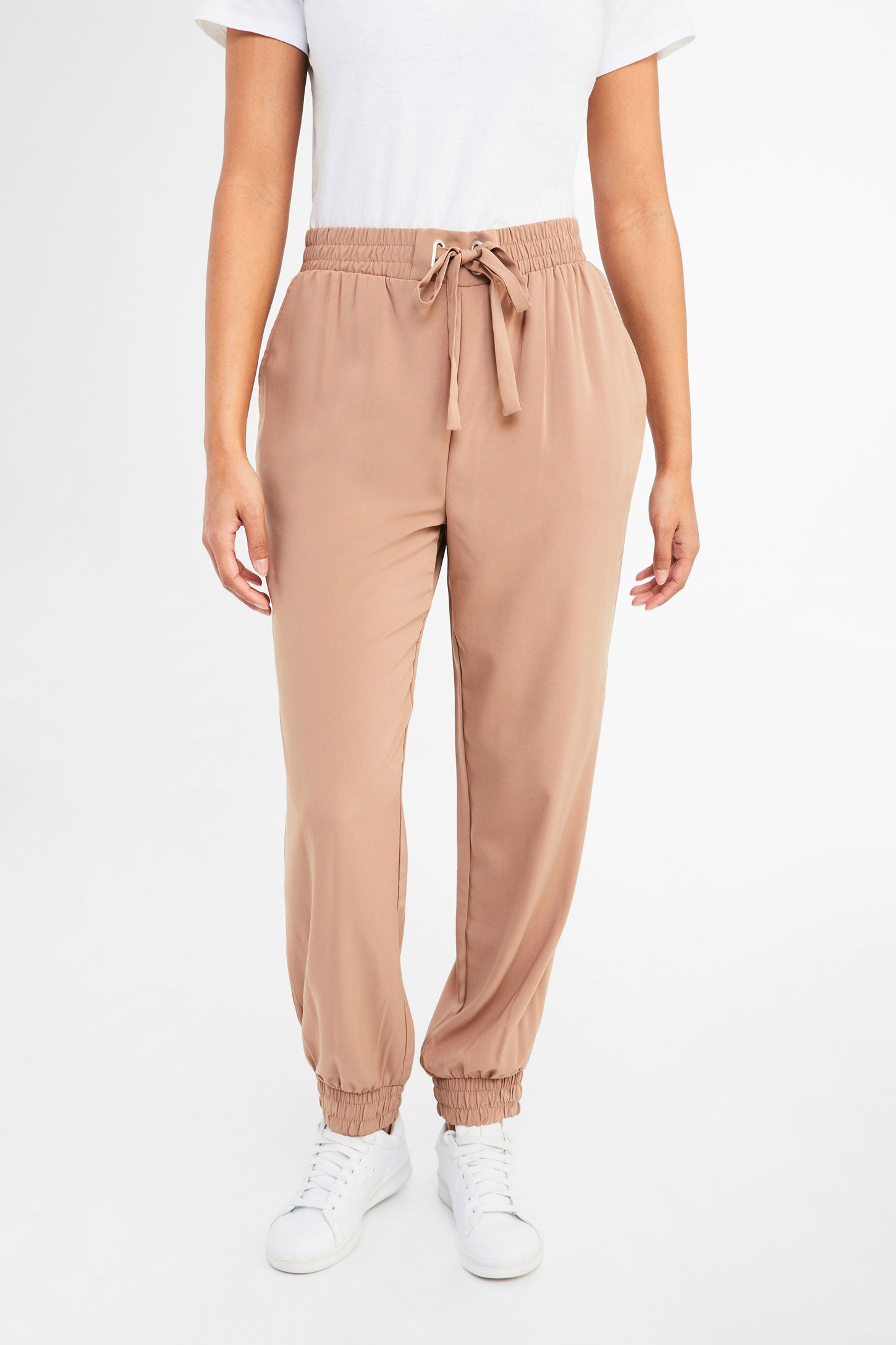 Pantalon jogger en twill - Femme && BEIGE