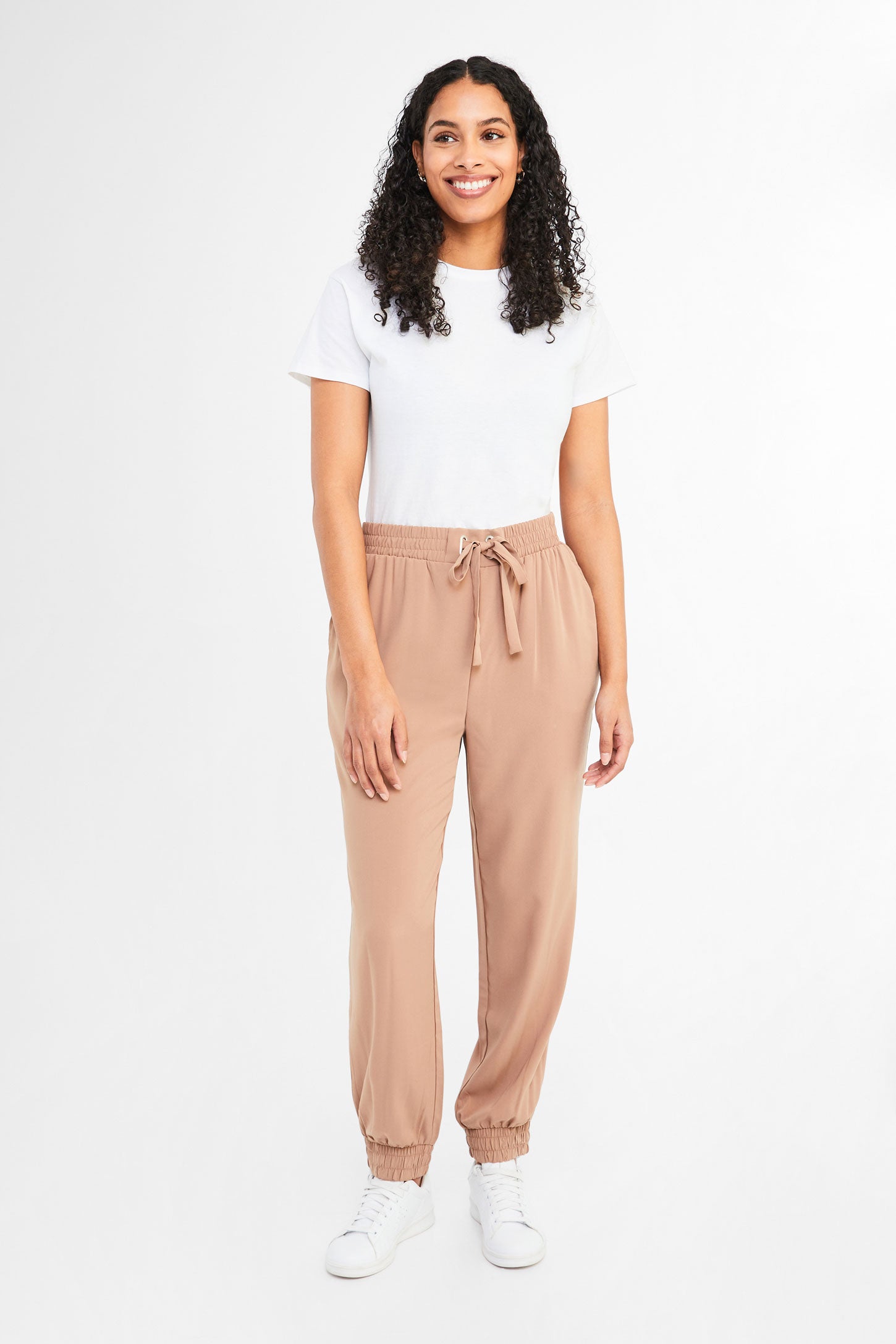 Pantalon jogger en twill - Femme && BEIGE