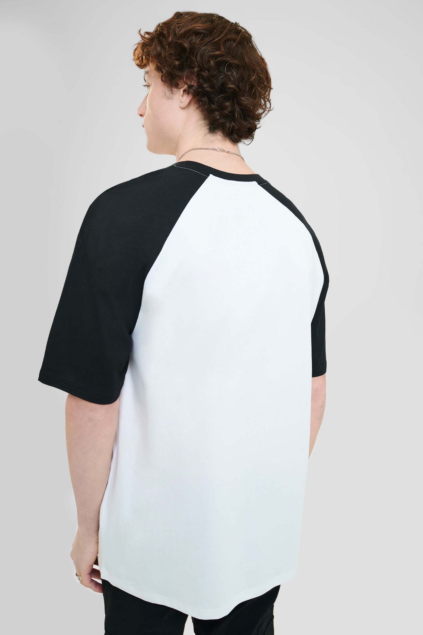 T-shirt manches courtes raglan en coton - Homme && NOIR/MULTI