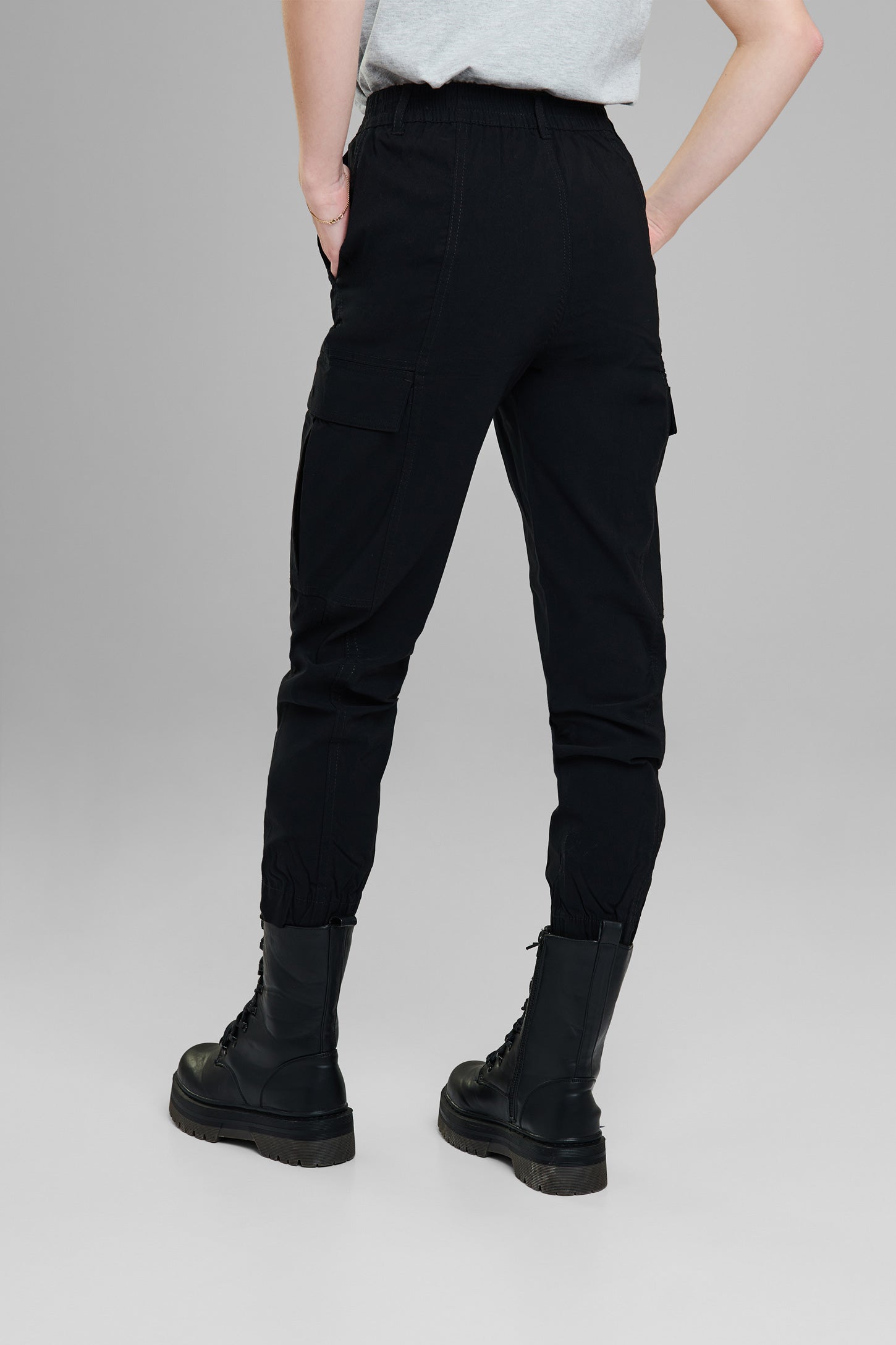 Pantalon cargo ballon taille haute - Femme && NOIR