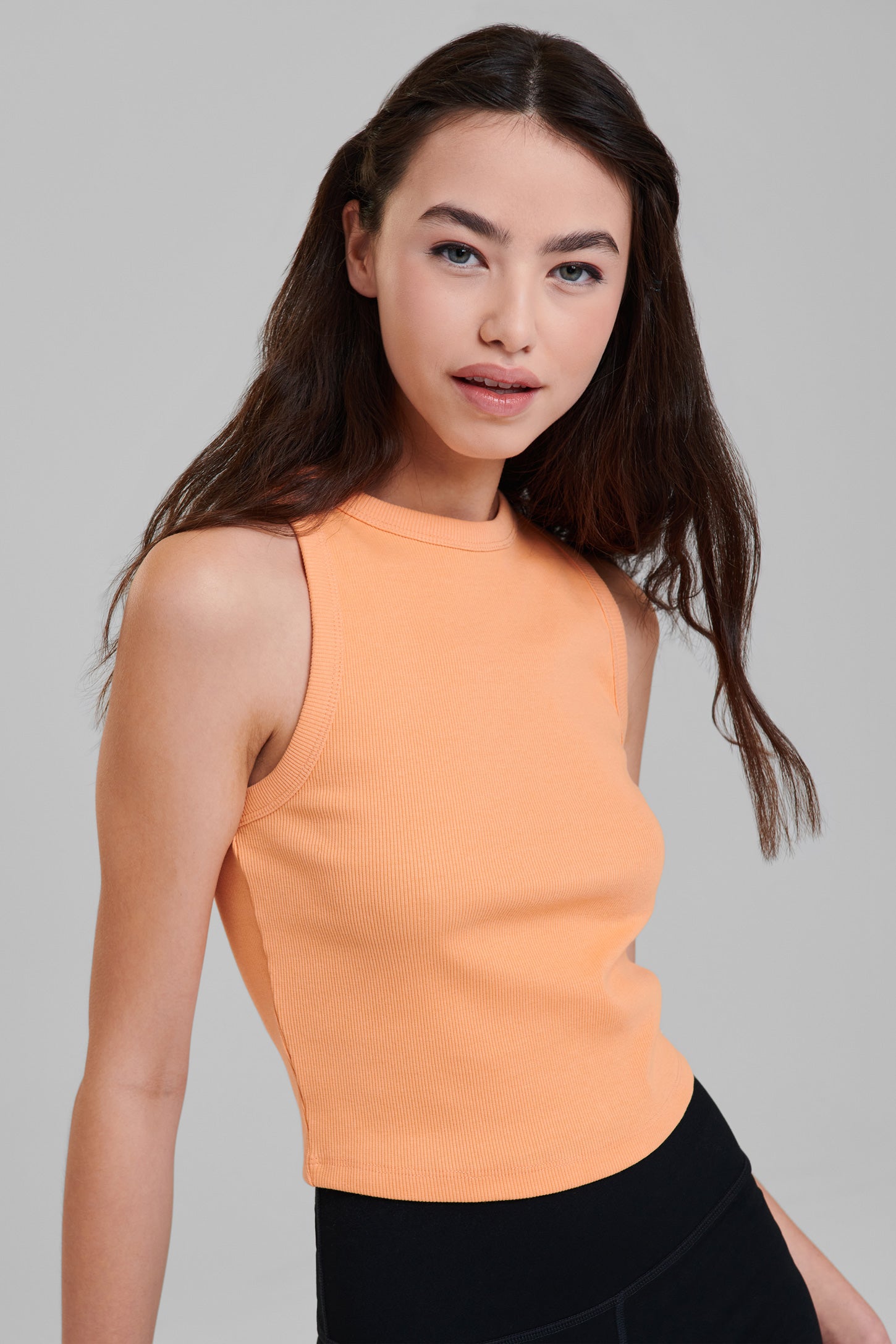 Camisole halter côtelée - Femme && ORANGE