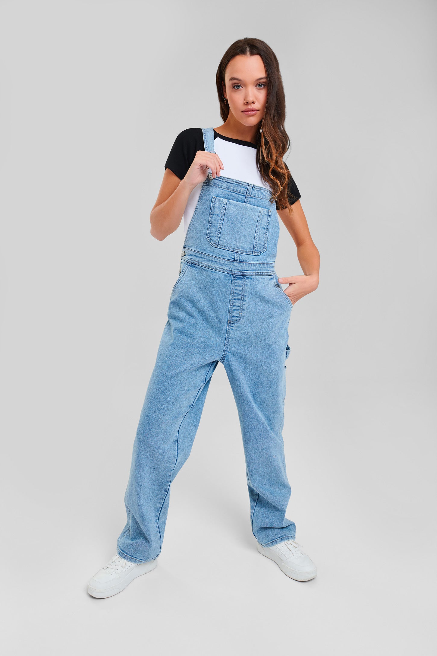 Salopette charpentier en jeans - Femme && DENIM PALE