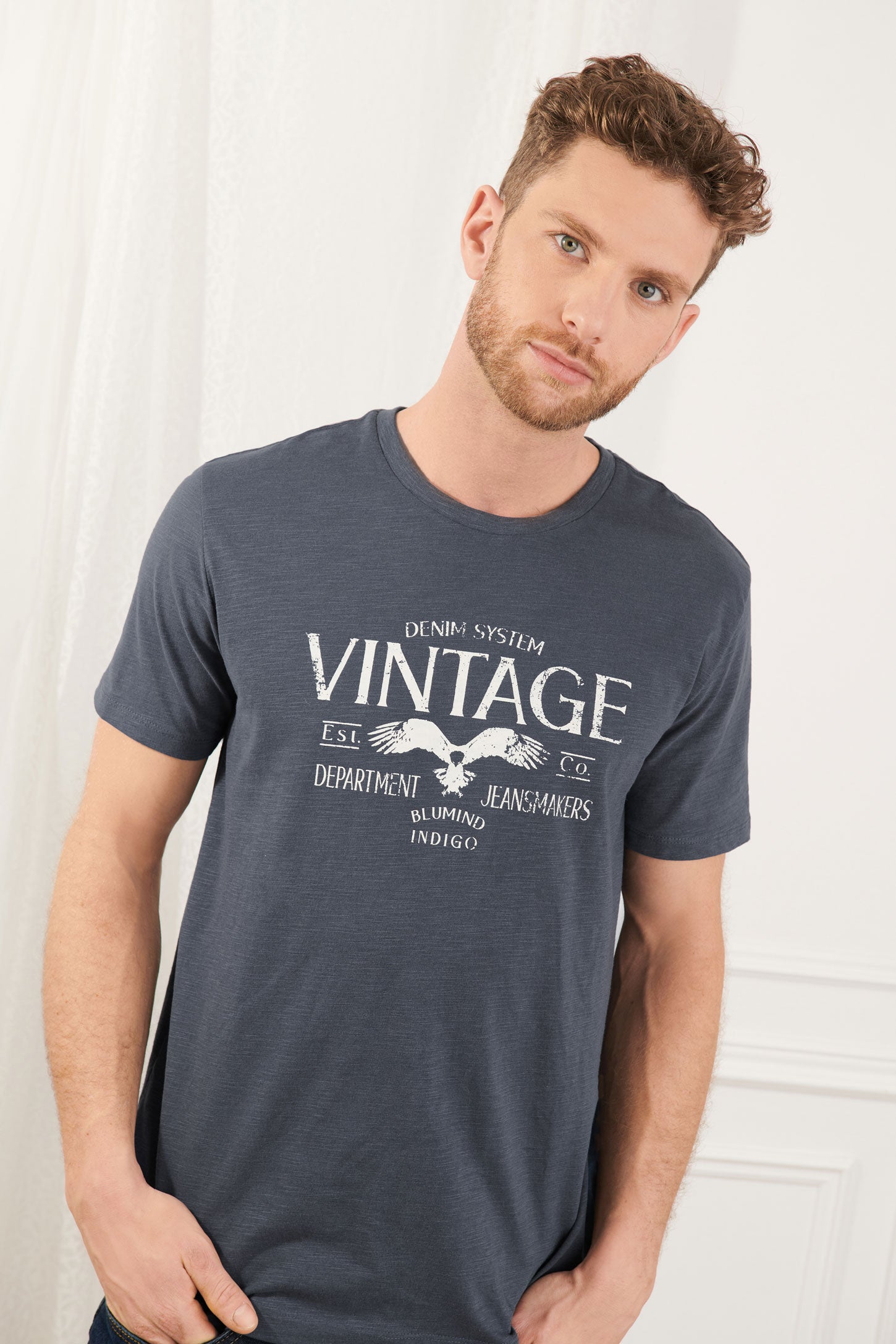 T-shirt imprimé en coton - Homme && MARIN