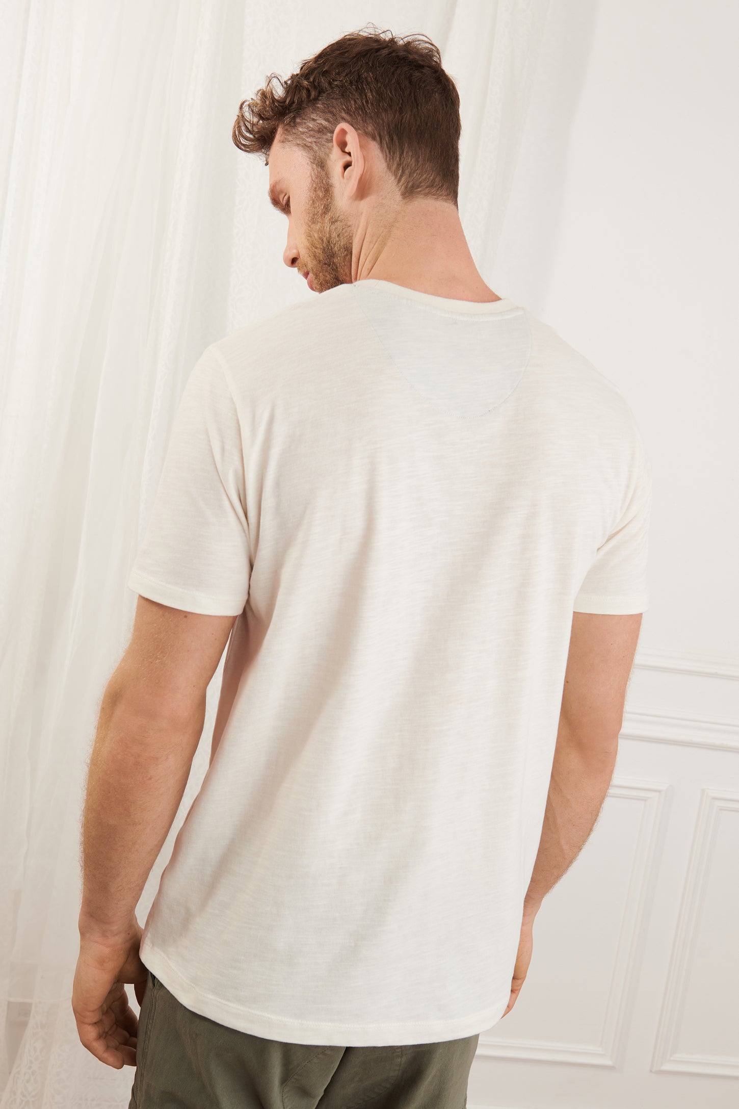 T-shirt imprimé en coton - Homme && BLANC CASSÉ