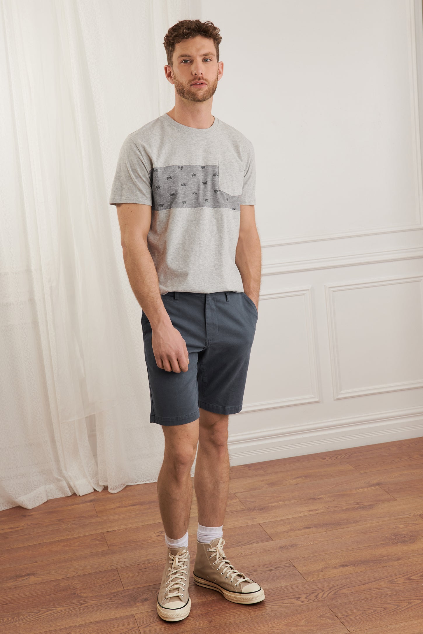 T-shirt à poche en coton - Homme && GRIS MIXTE