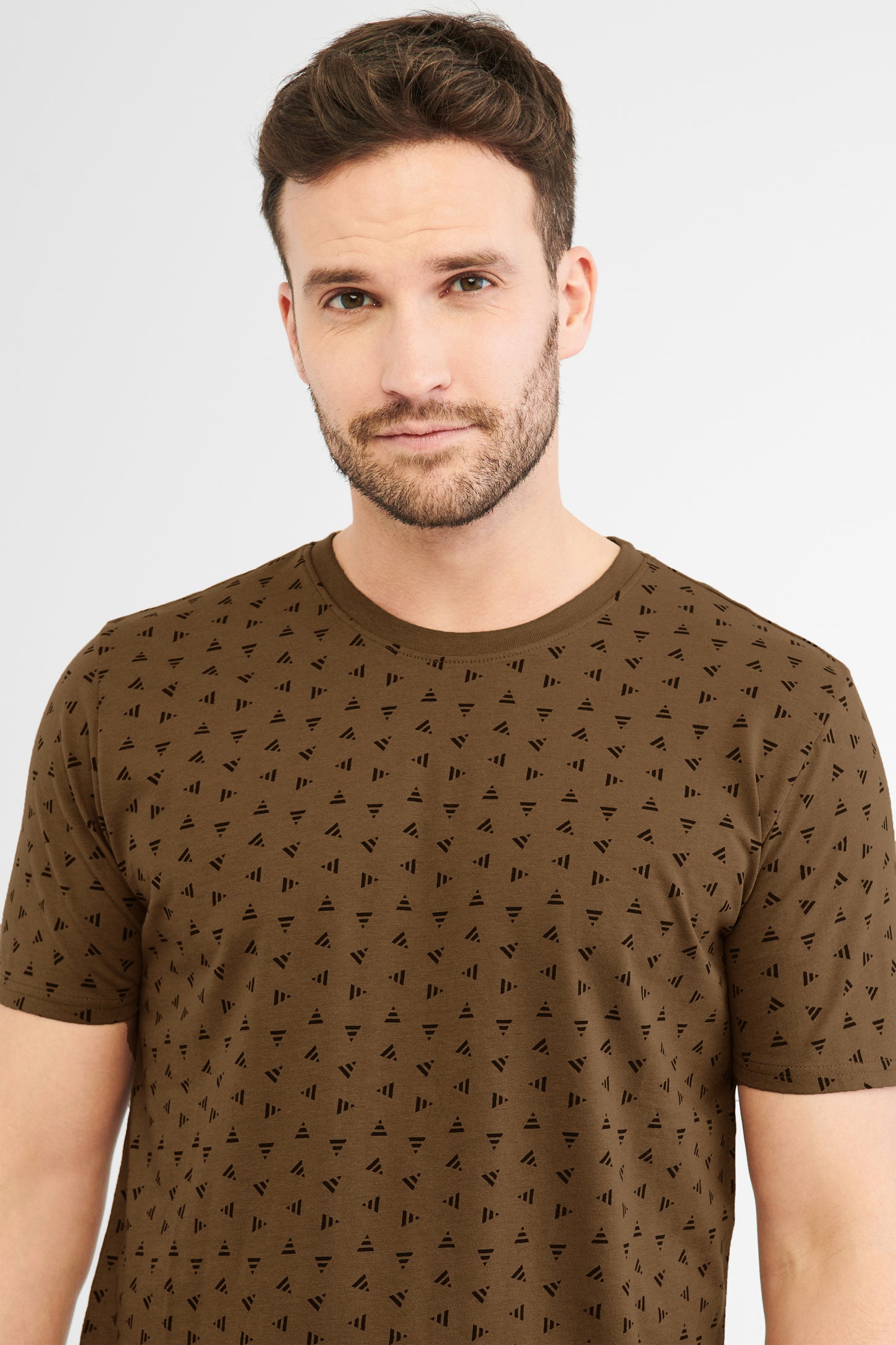 T-shirt imprimé en coton, 2/30$ - Homme && BRUN/MULTI