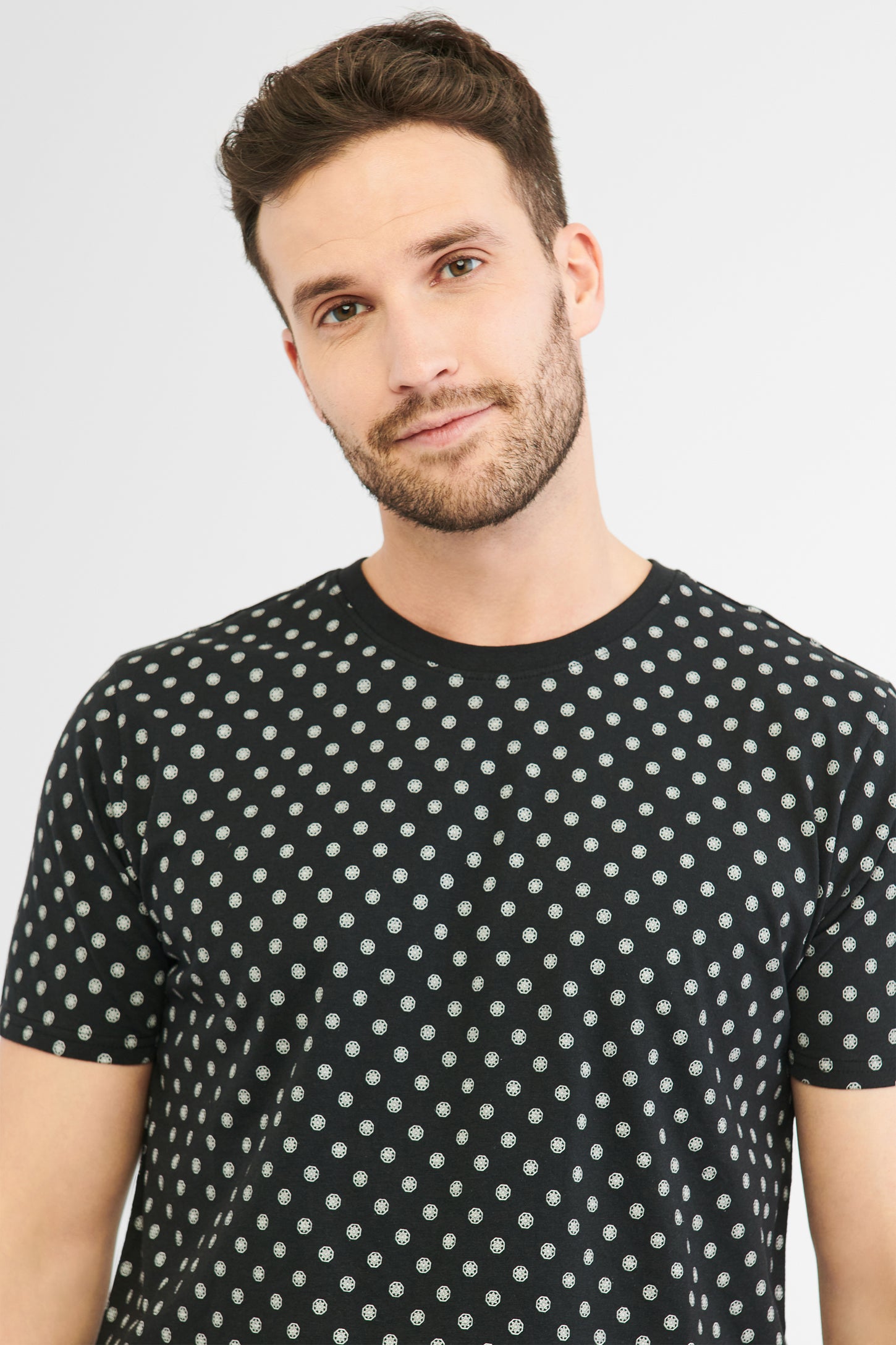 T-shirt imprimé en coton, 2/30$ - Homme && NOIR/MULTI