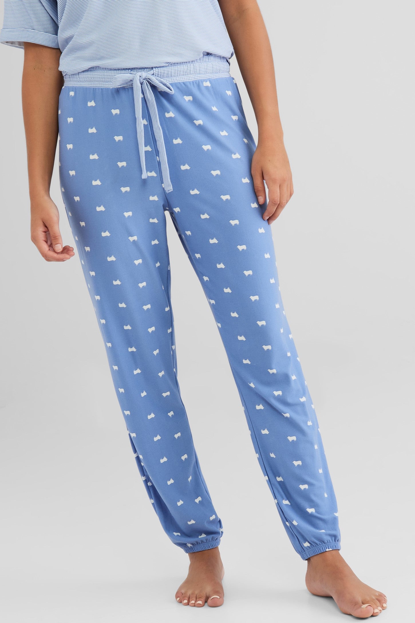 Pantalon jogger pyjama - Femme && BLEU MULTI