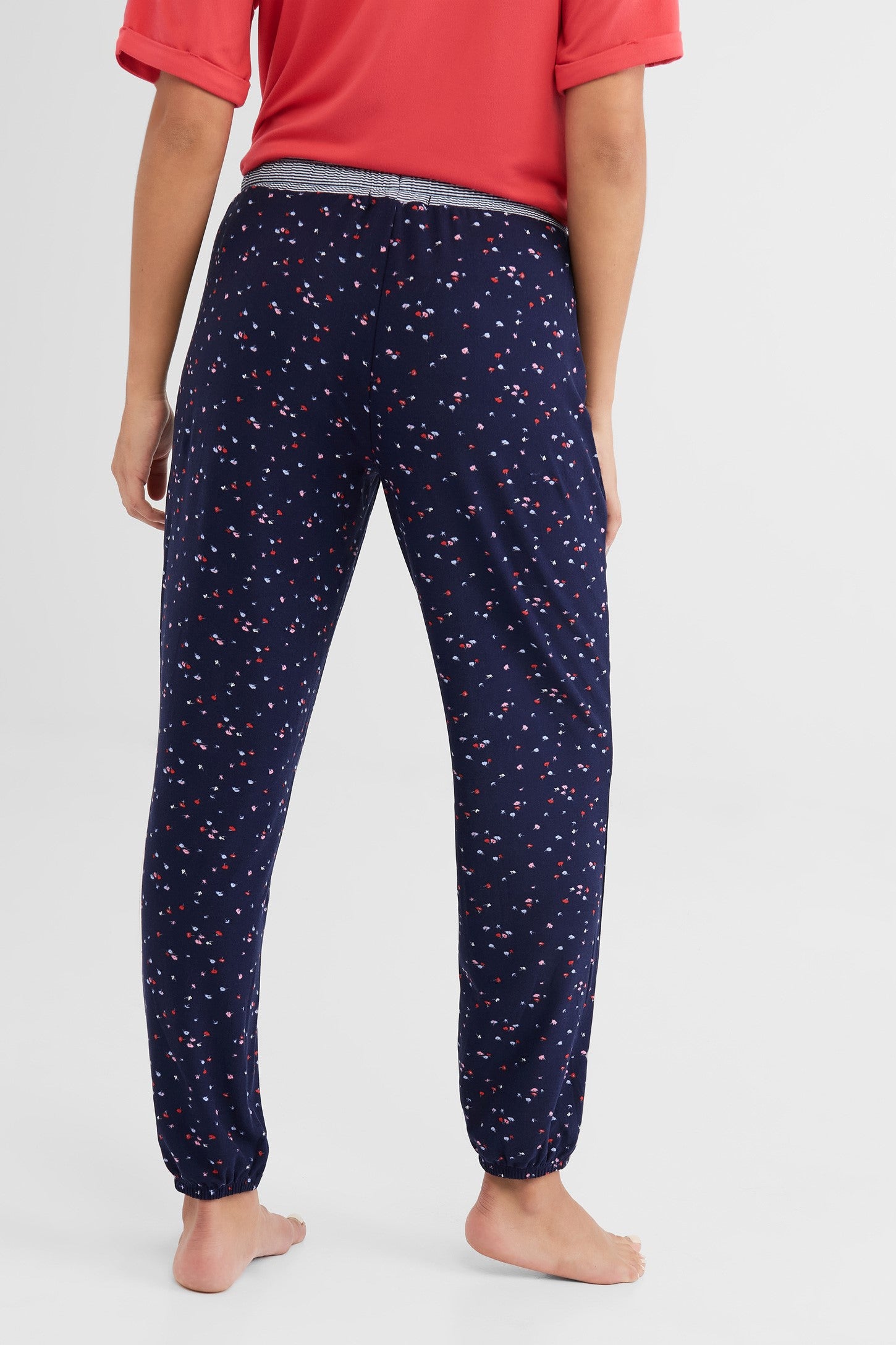 Pantalon jogger pyjama - Femme && BLEU MARINE MUL