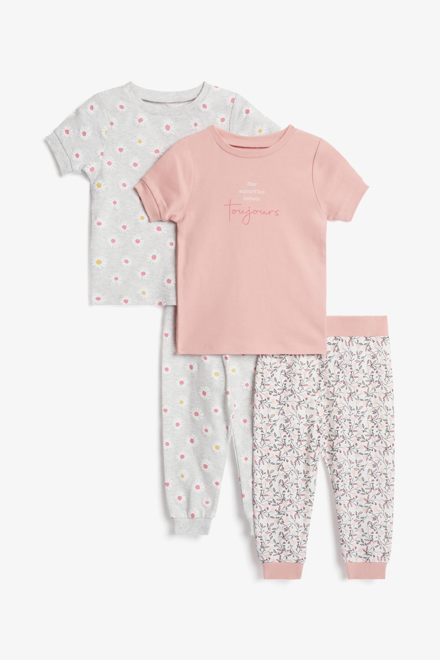 Lots de 2 pyjamas 2-pièces en coton bio - Bébé fille && ROSE PALE