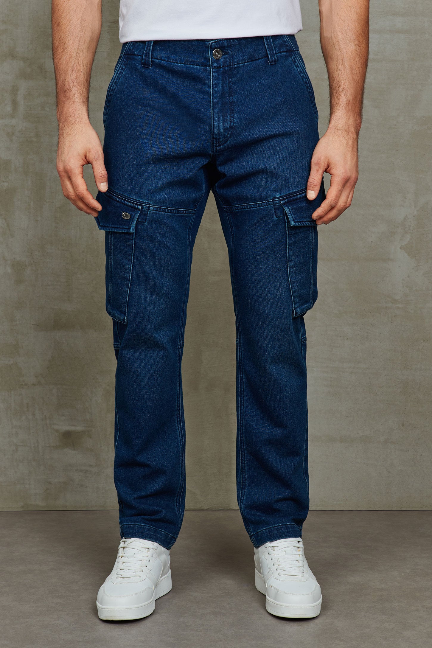 Jeans cargo coupe ajustée - Homme && DENIM FONCE