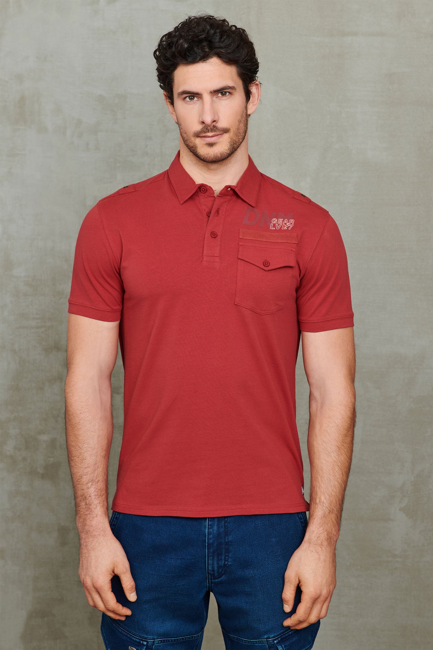 Polo manches courtes - Homme && ROUGE