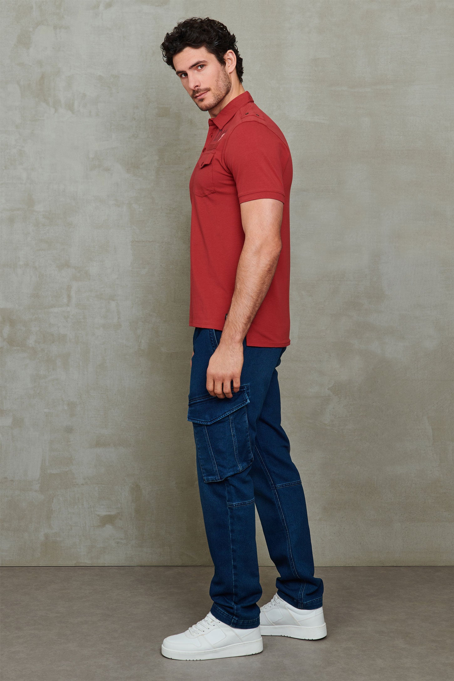 Polo manches courtes - Homme && ROUGE