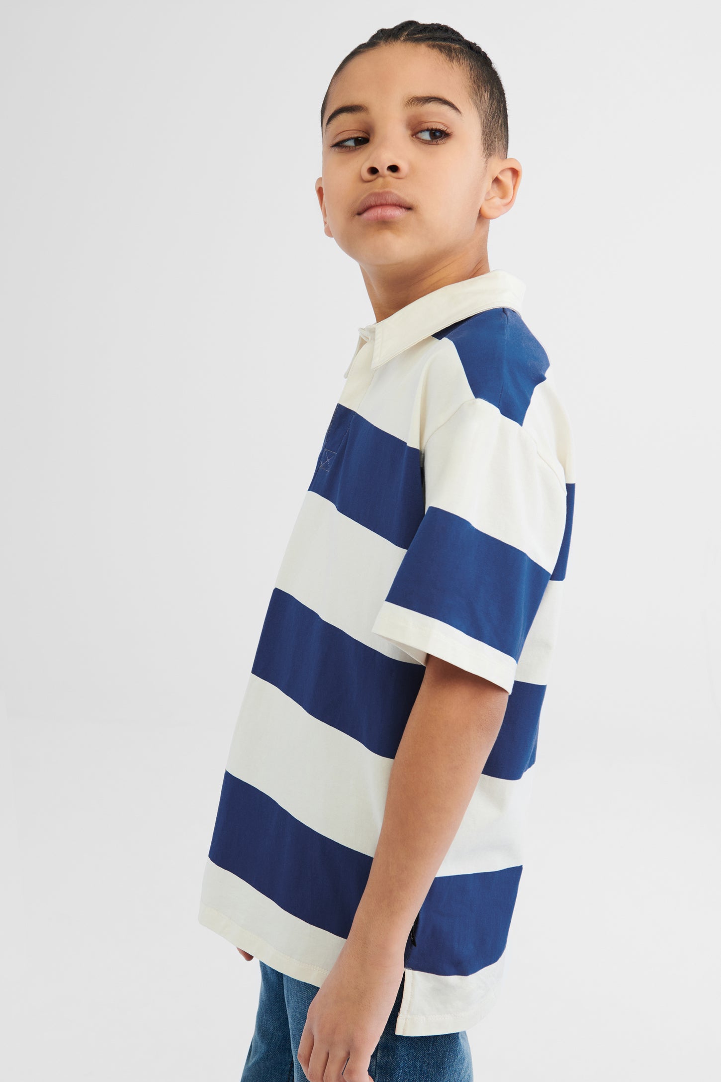 Short sleeved striped polo shirt Teenage boy