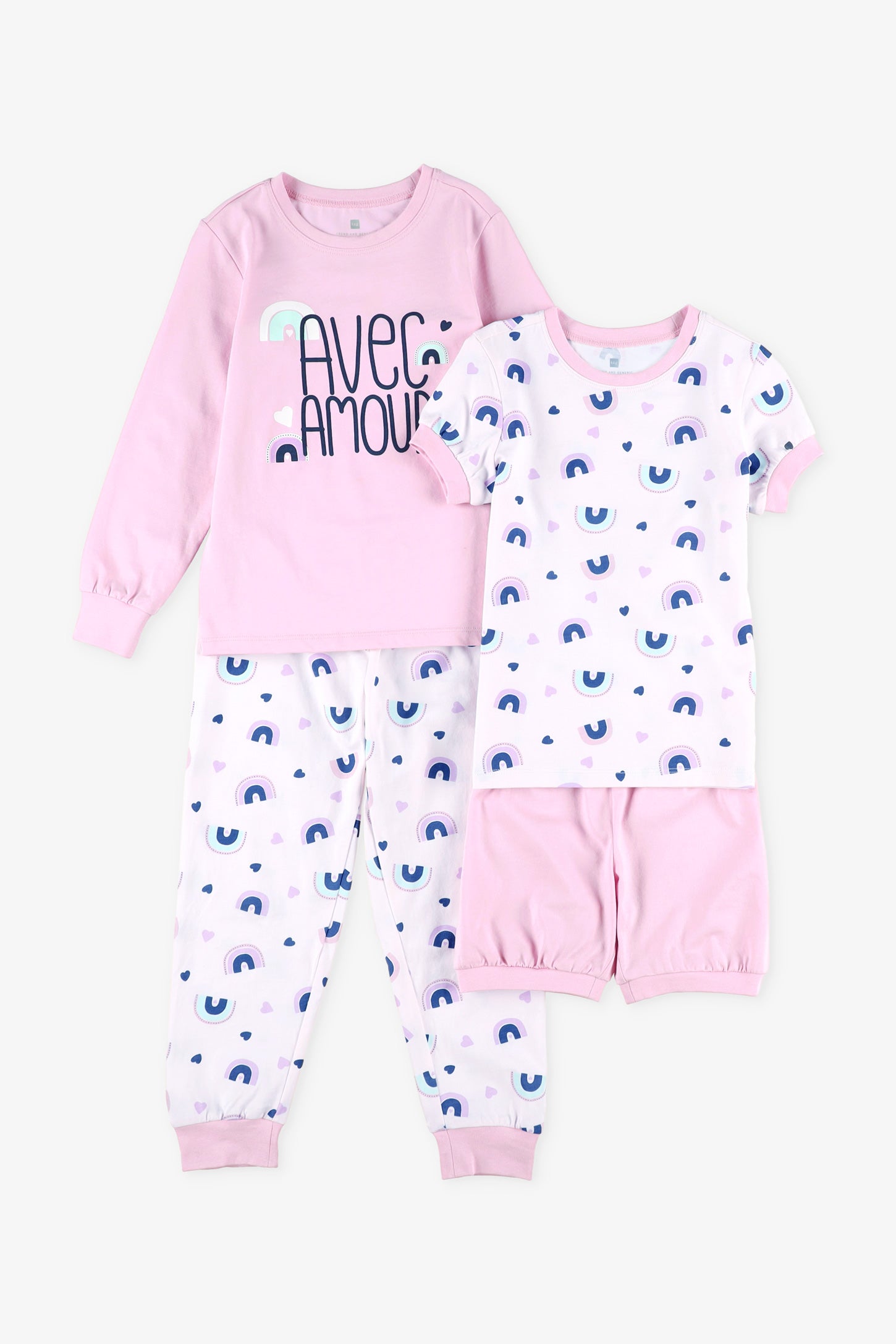 Lot de 2 pyjamas 2-pièces en coton - Enfant fille && ROSE