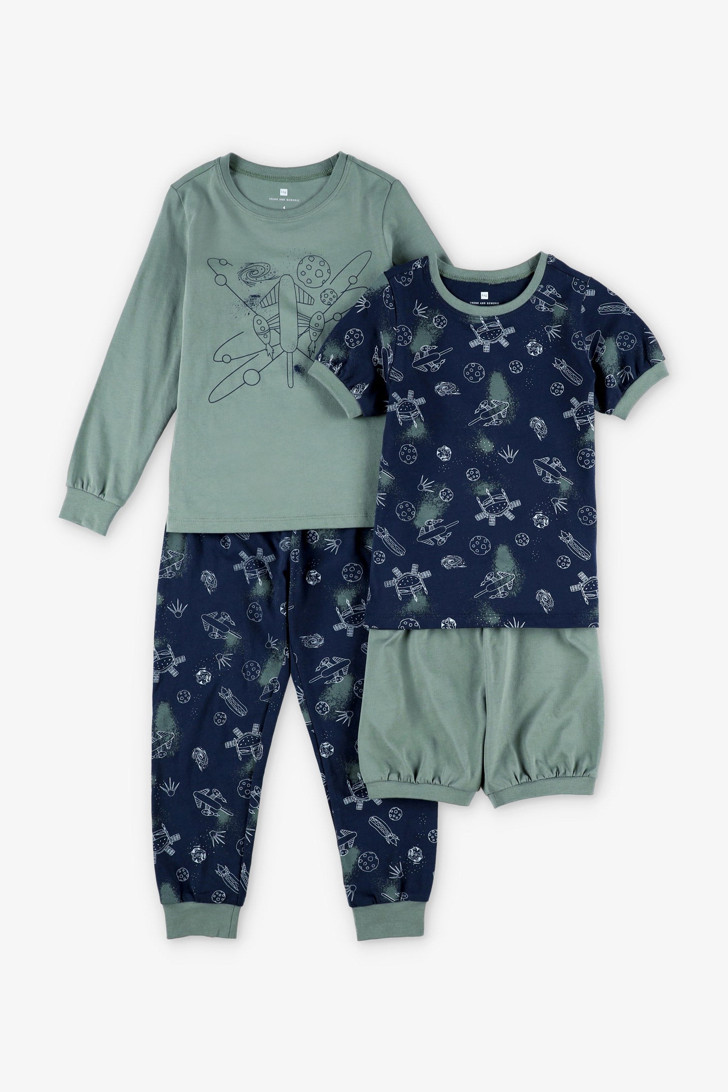 Lot de 2 pyjamas 2-pièces en coton - Enfant garçon && KAKI