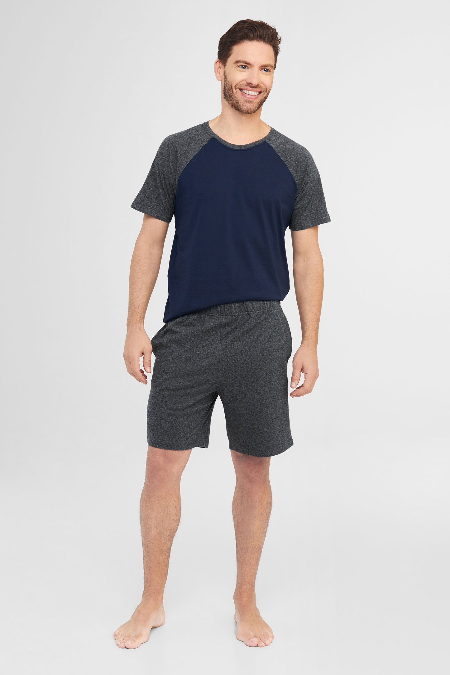 Pyjama 2-pièces t-shirt et short en coton - Homme && CHARBON MIXTE