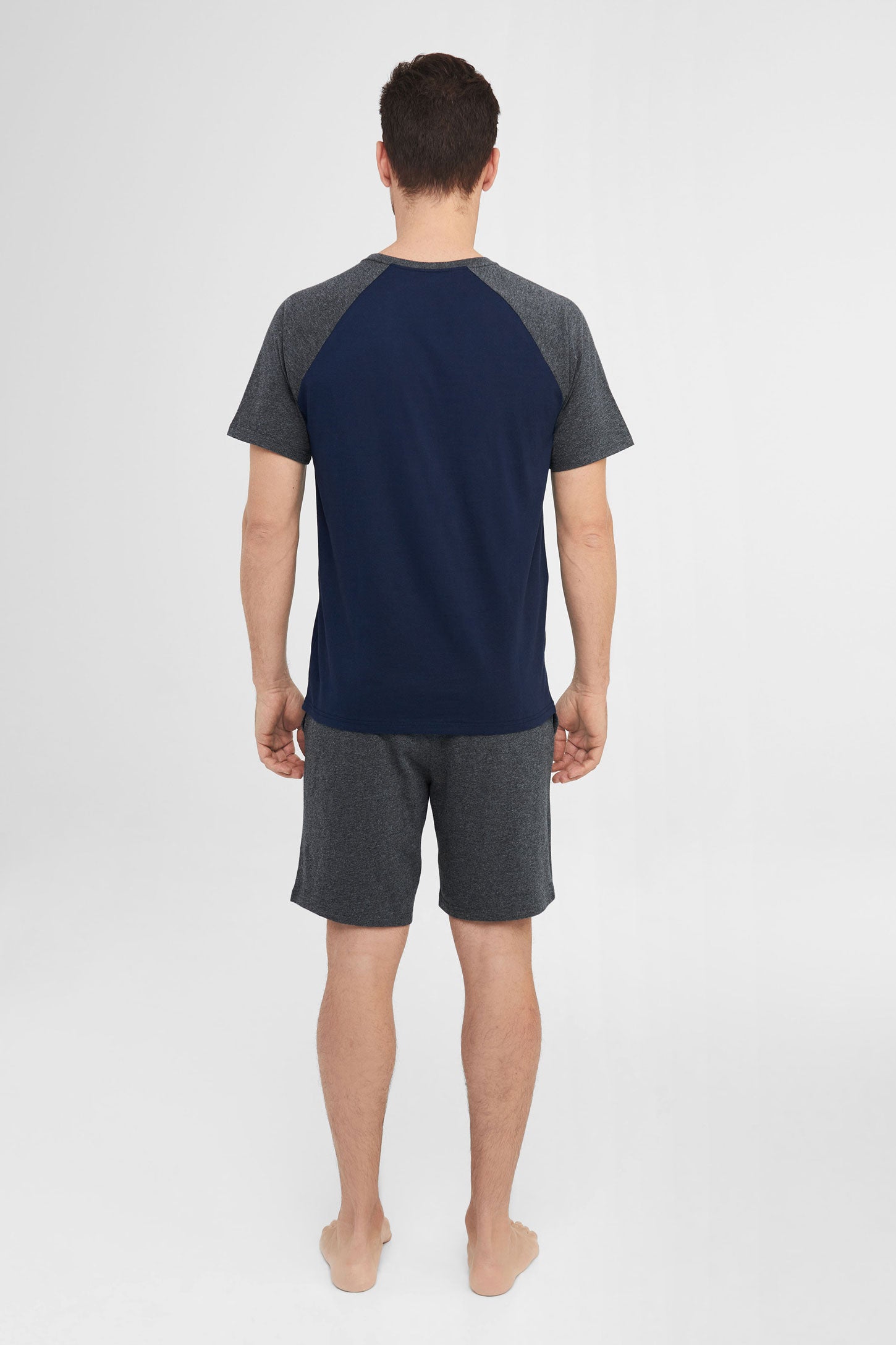 Pyjama 2-pièces t-shirt et short en coton - Homme && CHARBON MIXTE