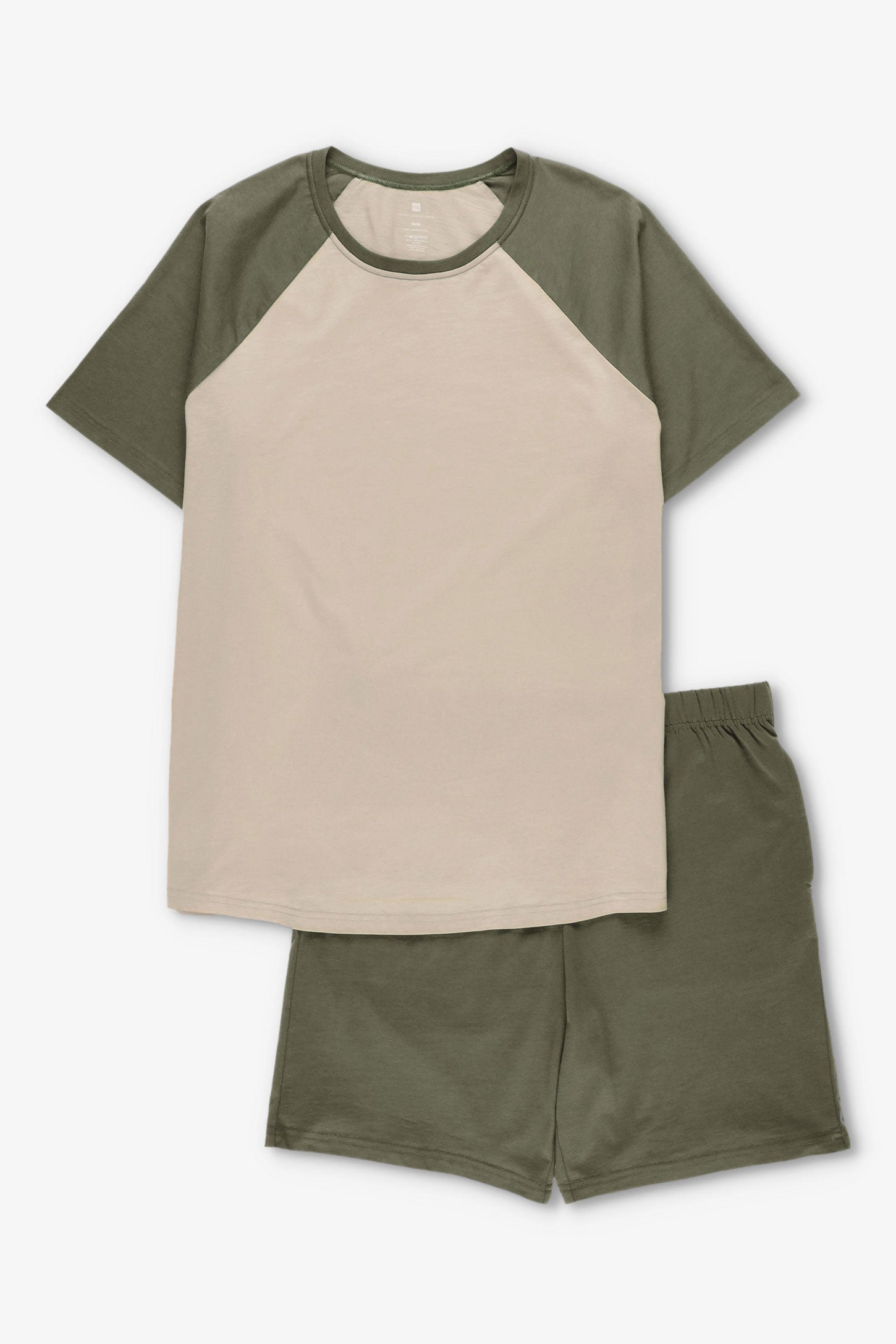 Pyjama 2-pièces t-shirt et short en coton - Homme && KAKI