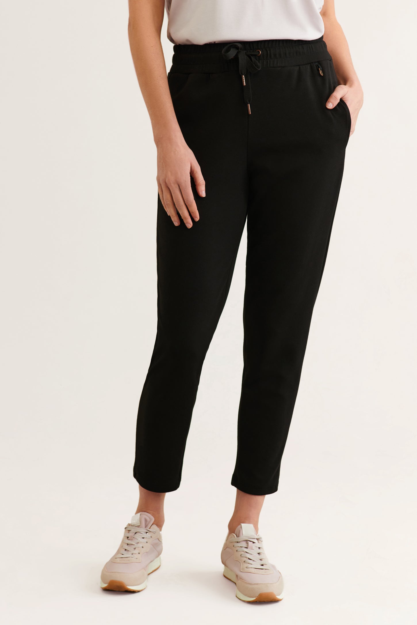 Pantalon jogger taille haute en modal - Femme && NOIR